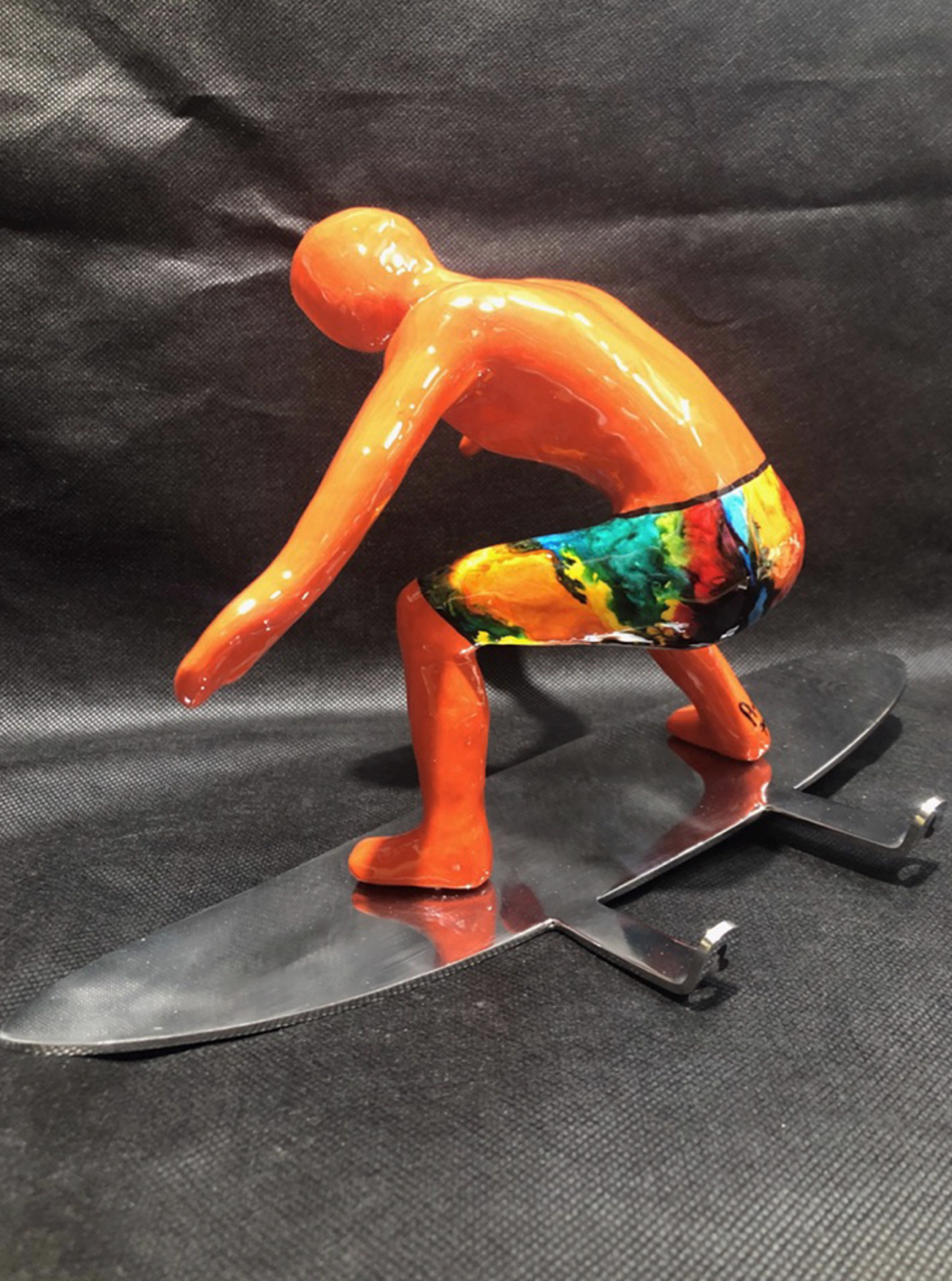 Squatting Surfer - Orange by Ancizar Marin