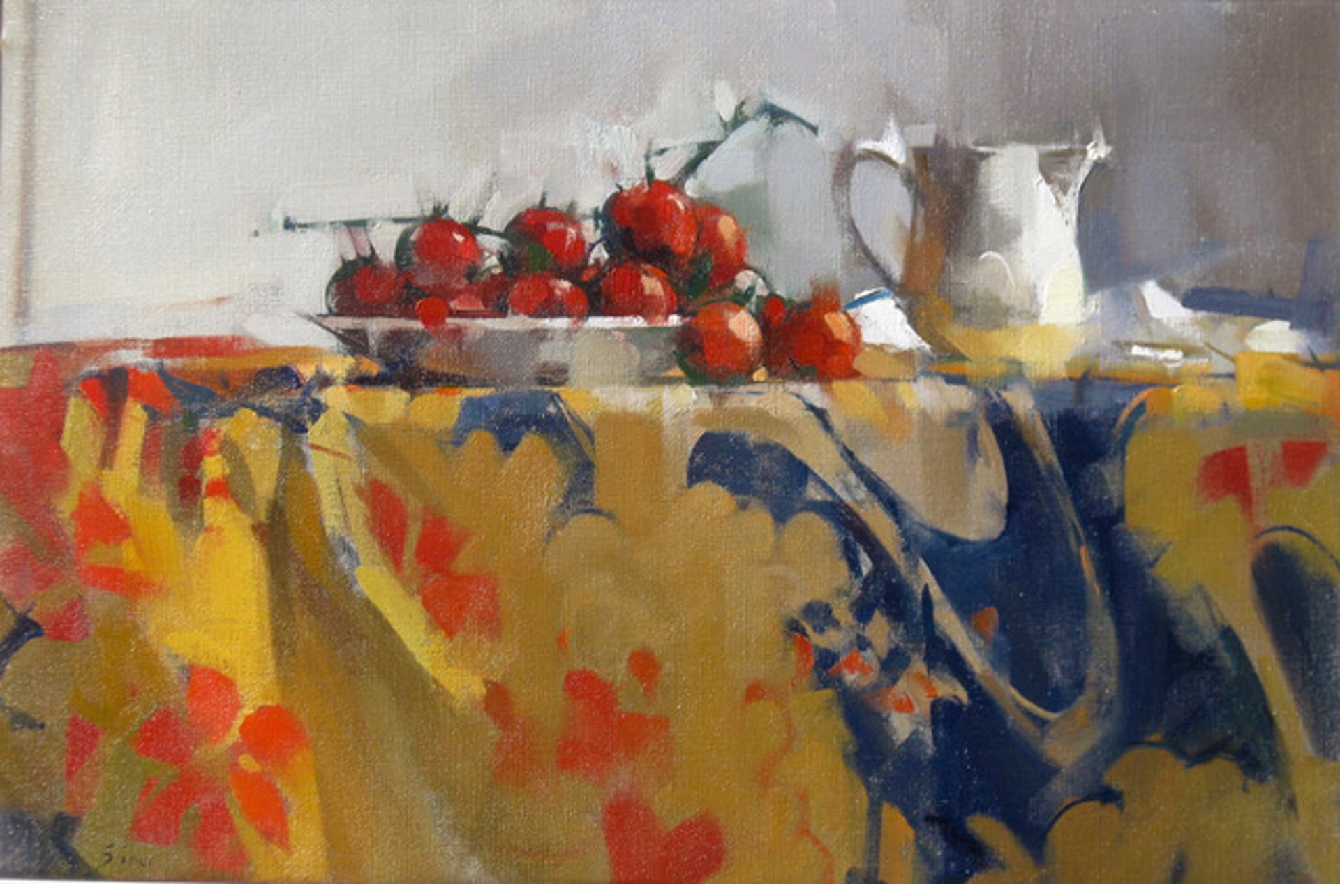 Cherry Tomatoes & Japanese Fabric by Maggie Siner