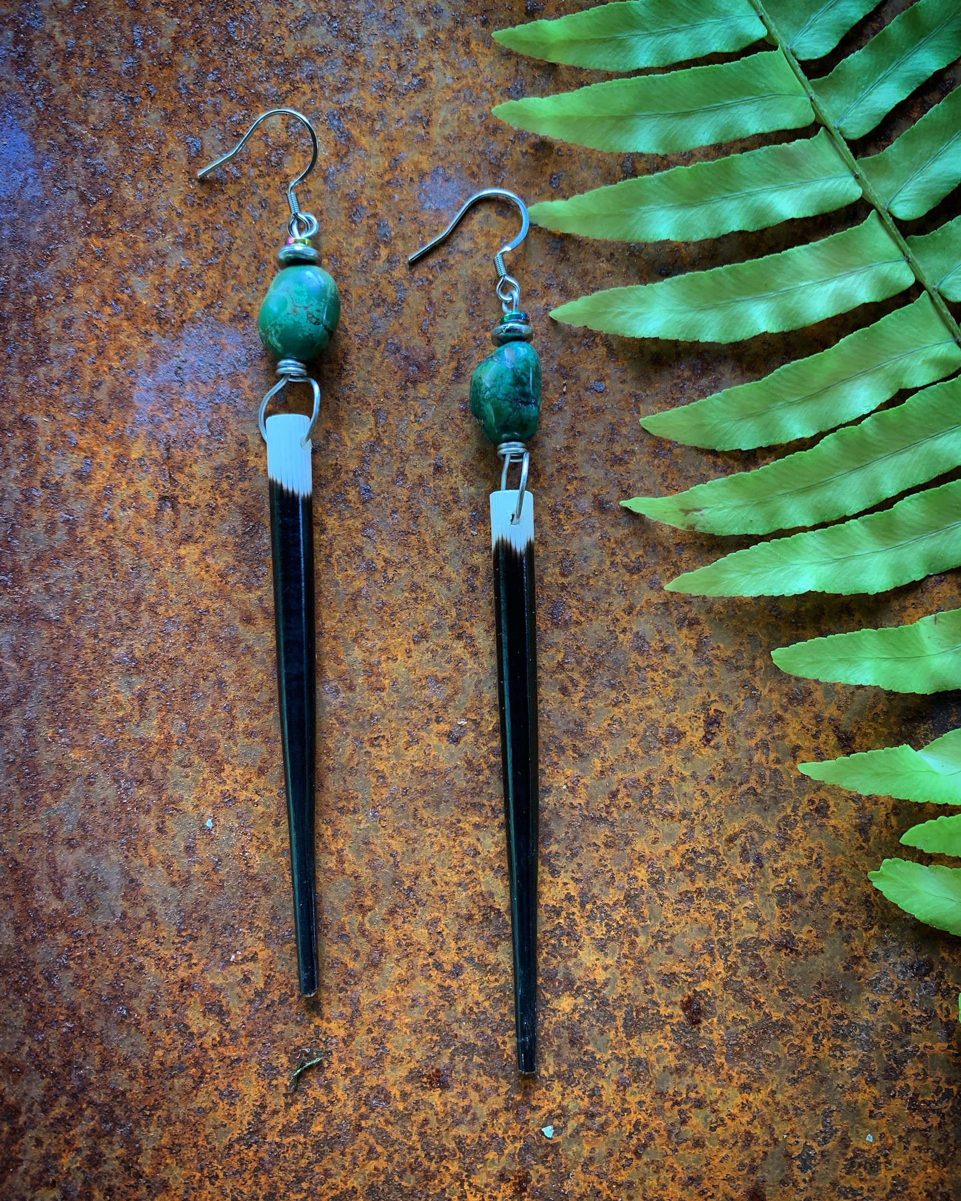 K660 African Quills with Green Turquoise by Kelly Ormsby