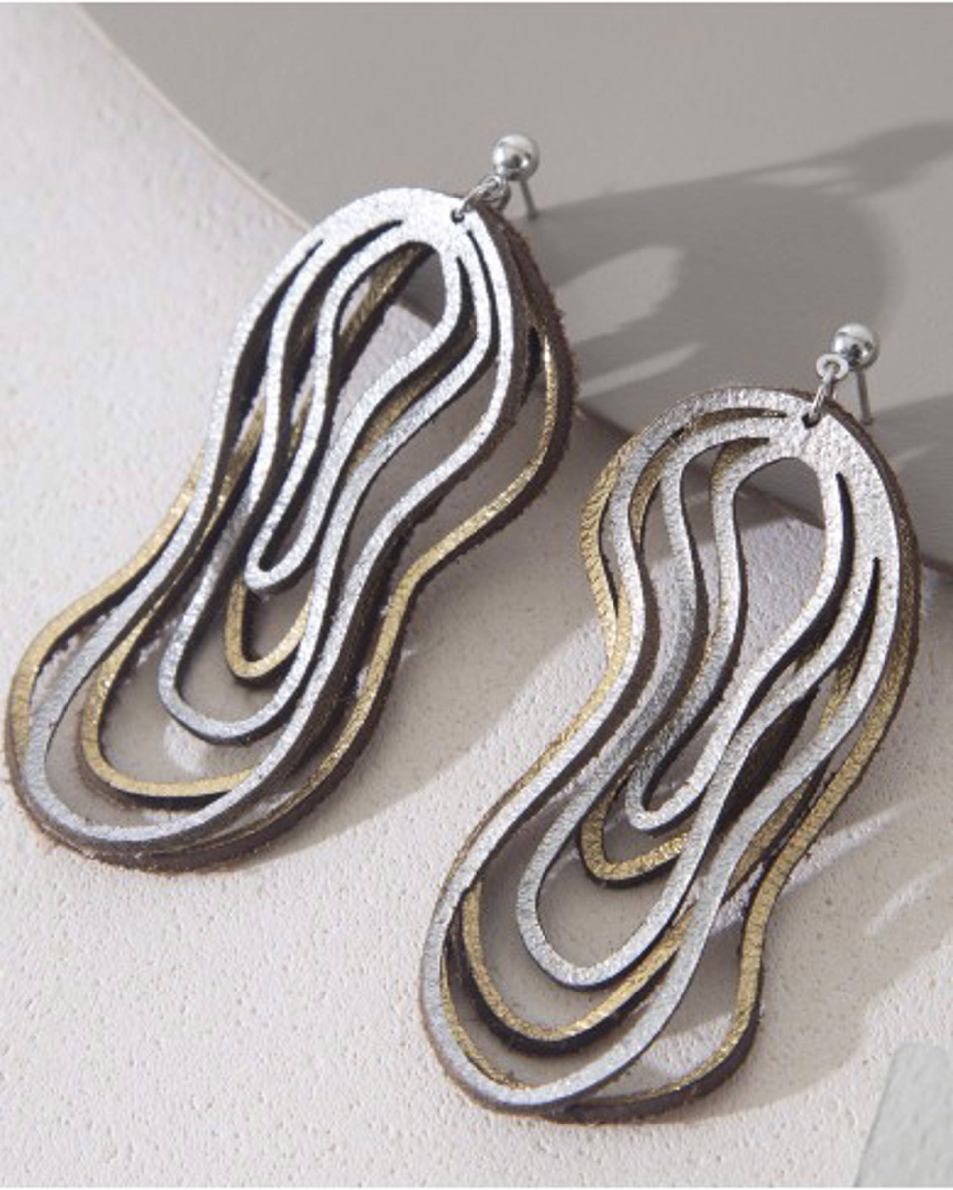 Curves Duo Earrings Silver-Gold by ISKIN Nikaia Inc.