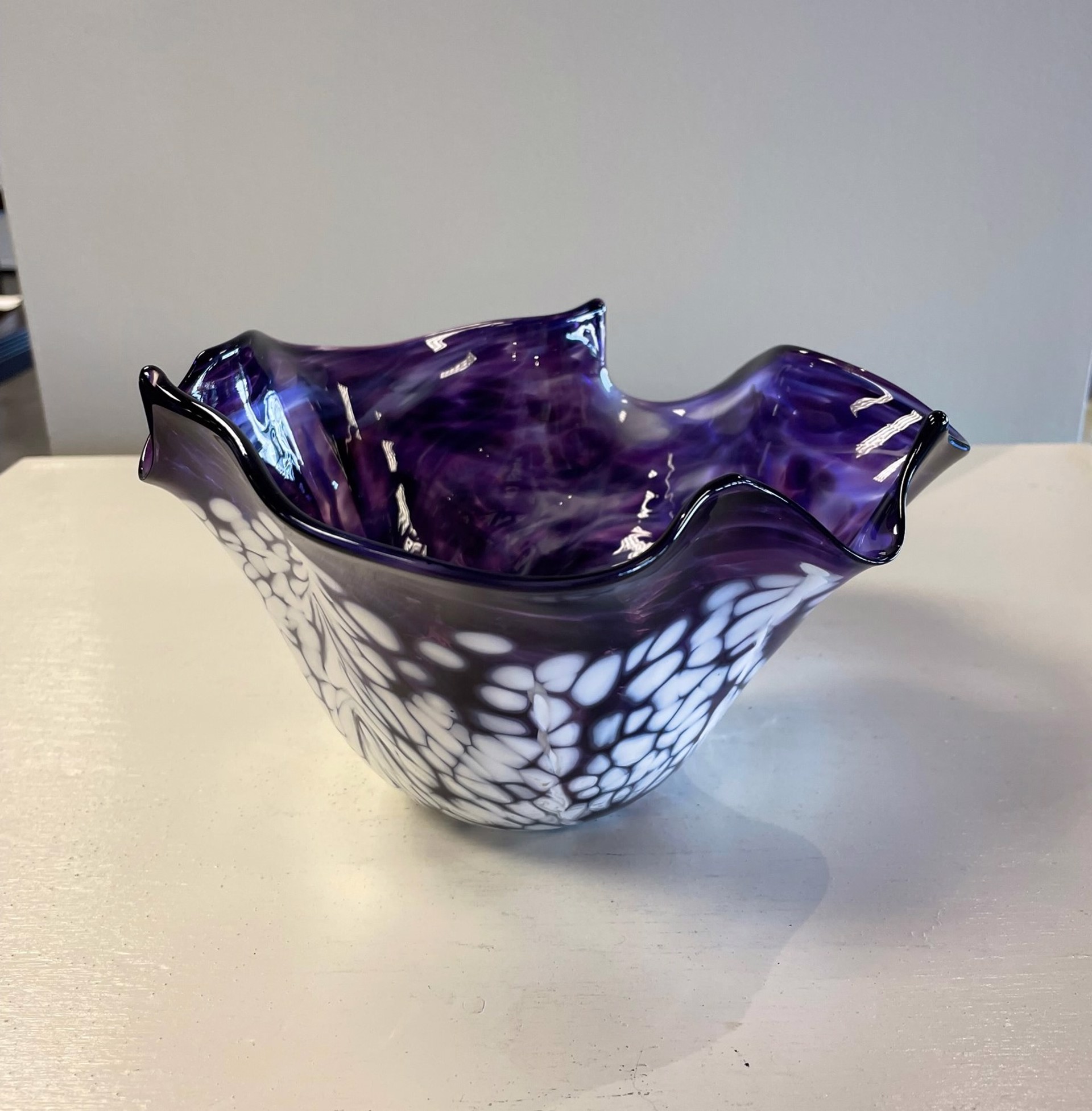 Purple Wave Bowl by AlBo Glass