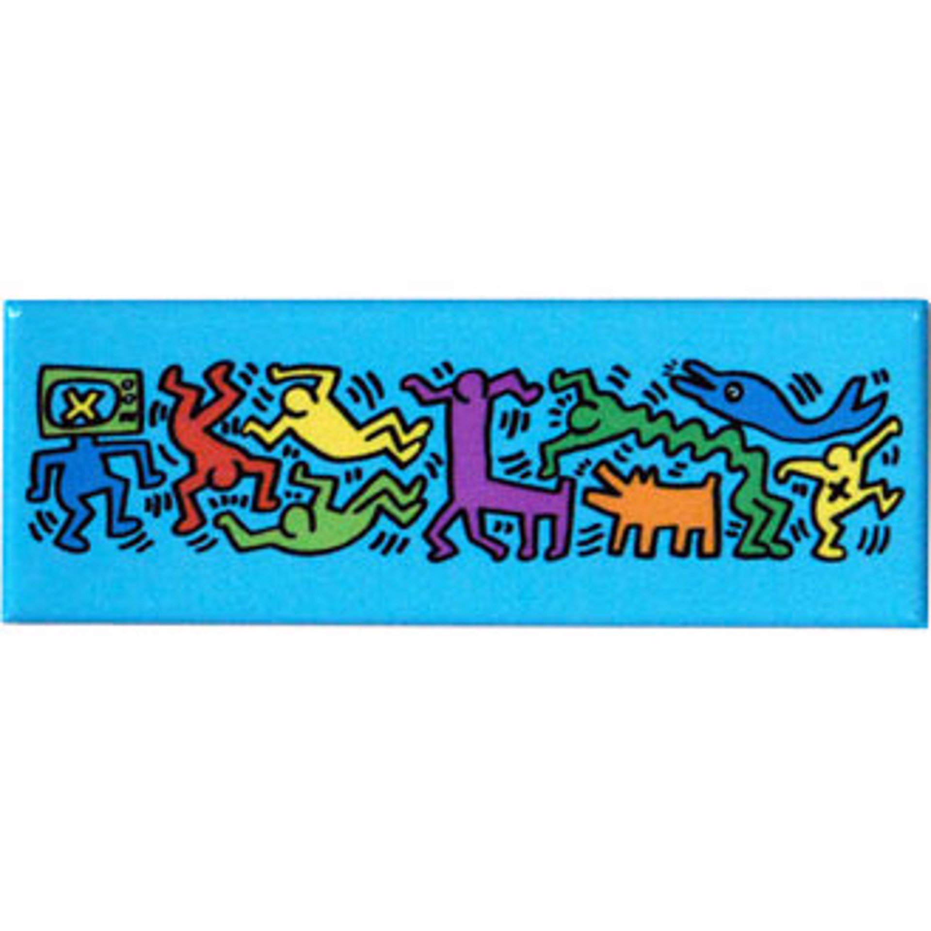Figures on Blue 4.5x1.5 Magnet by Keith Haring