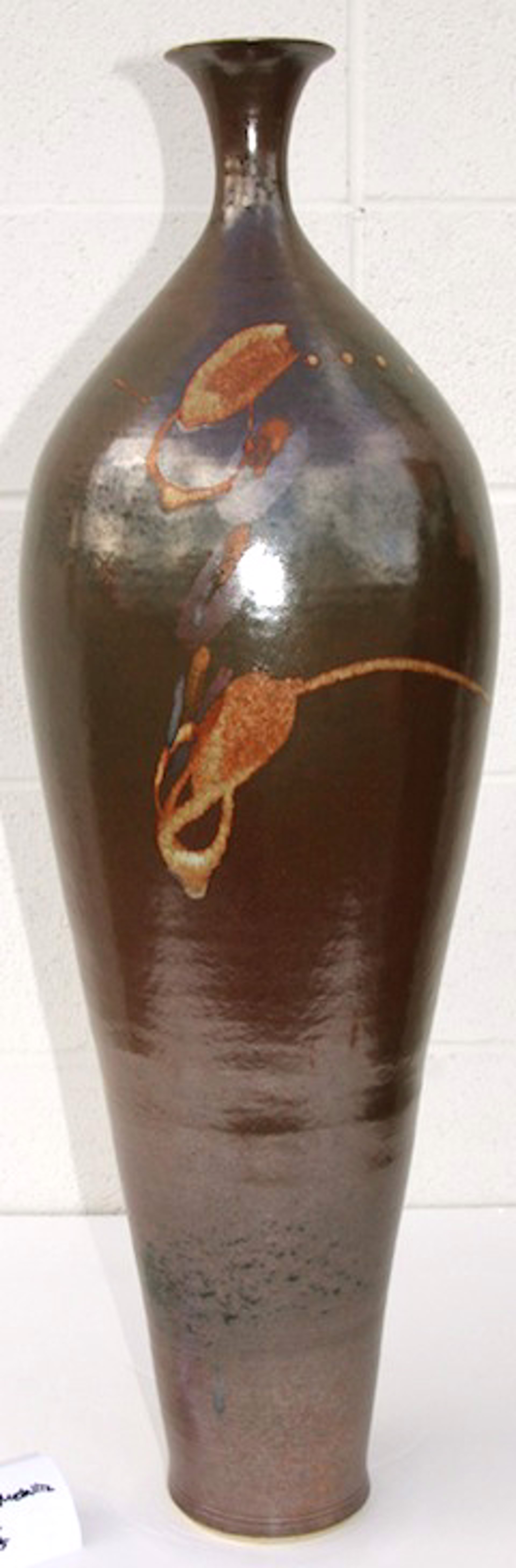 XL brown metallic floor vase by Kayo O'Young