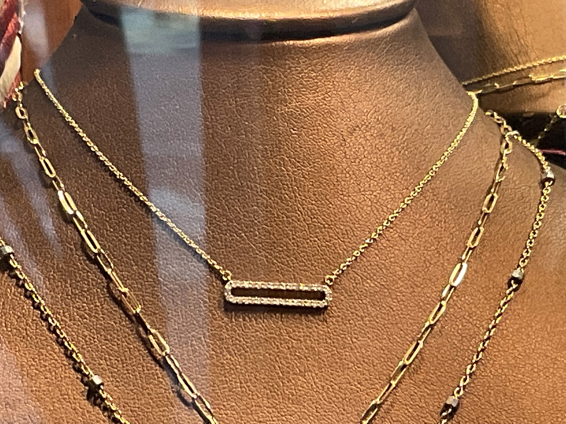 KB-N96 Delicate 14K Chain and Pave Diamond Rectangle by Karen Birchmier