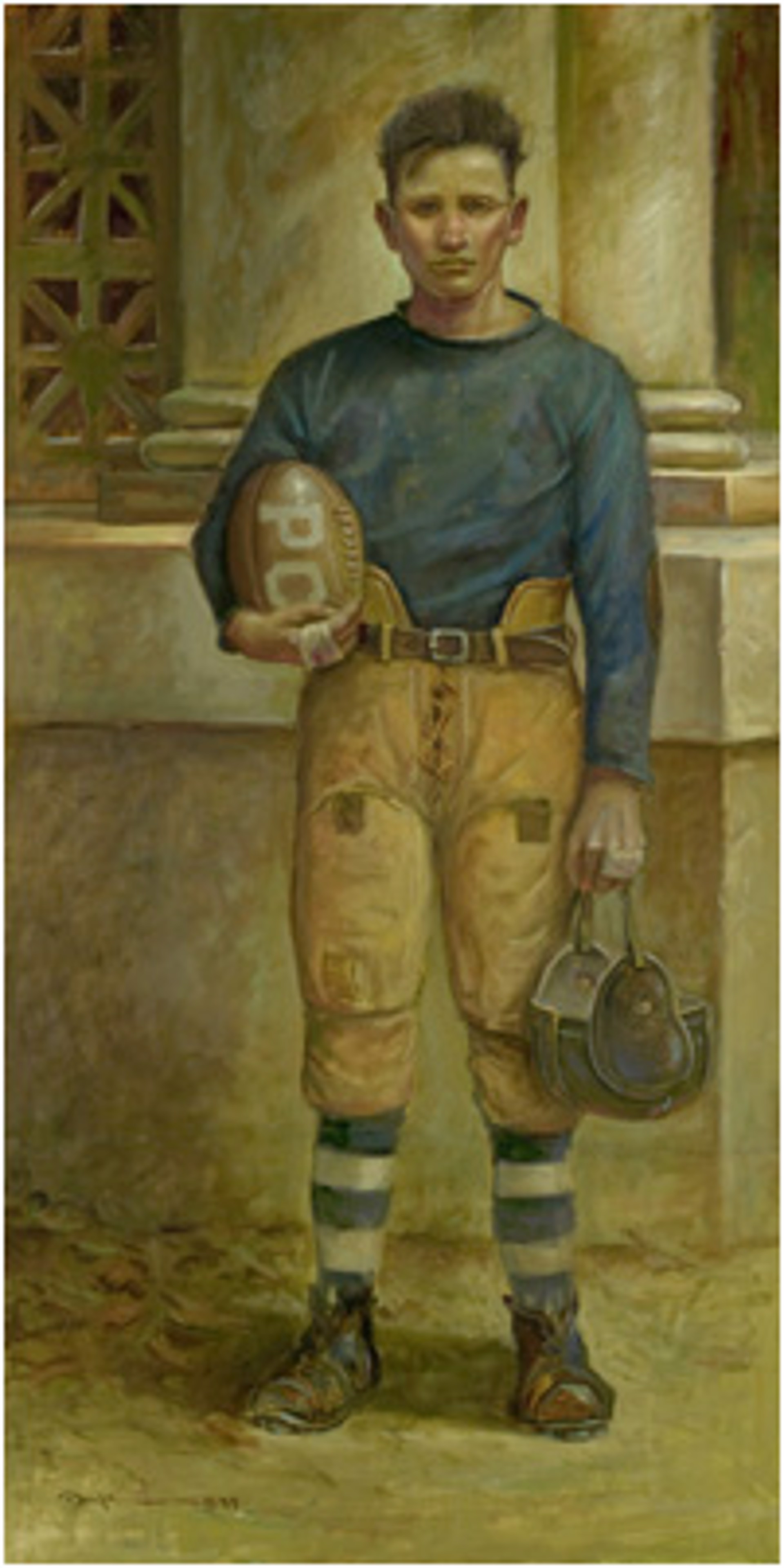Gridiron Warrior(Portrait of Raymond McElveen, P.C. Football 1918) by John Carroll Doyle