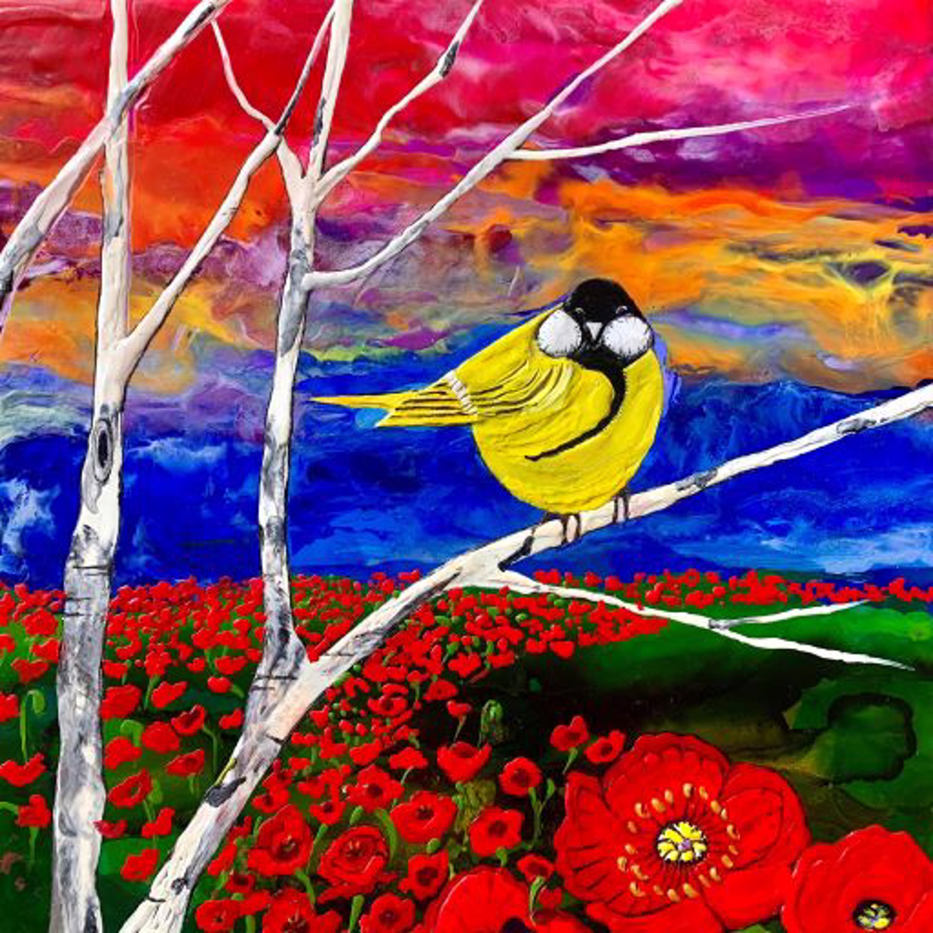 A Golden Ray of Sunshine Amidst the Field of Poppies by Natalie Wetzel