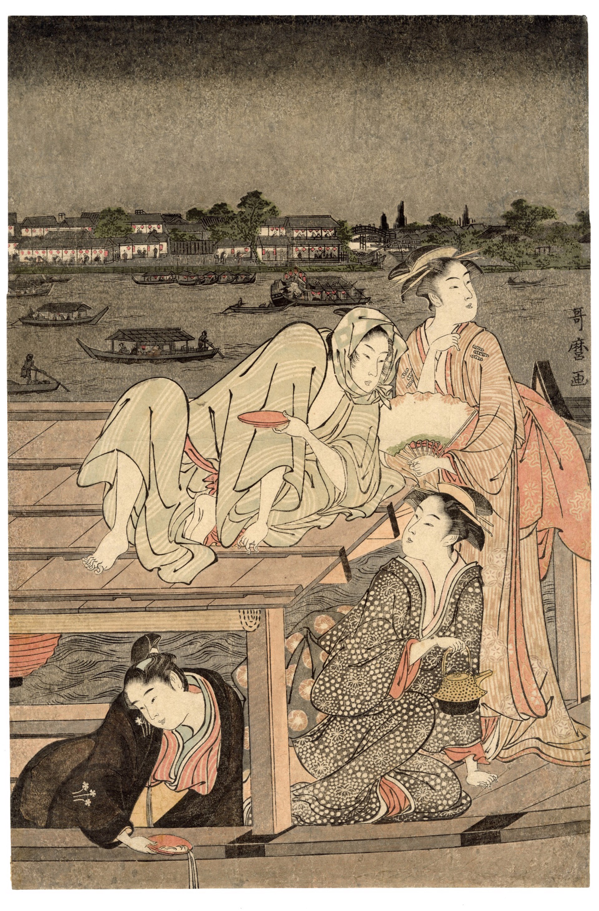 Pleasure Boating on the Sumidagawa by Utamaro