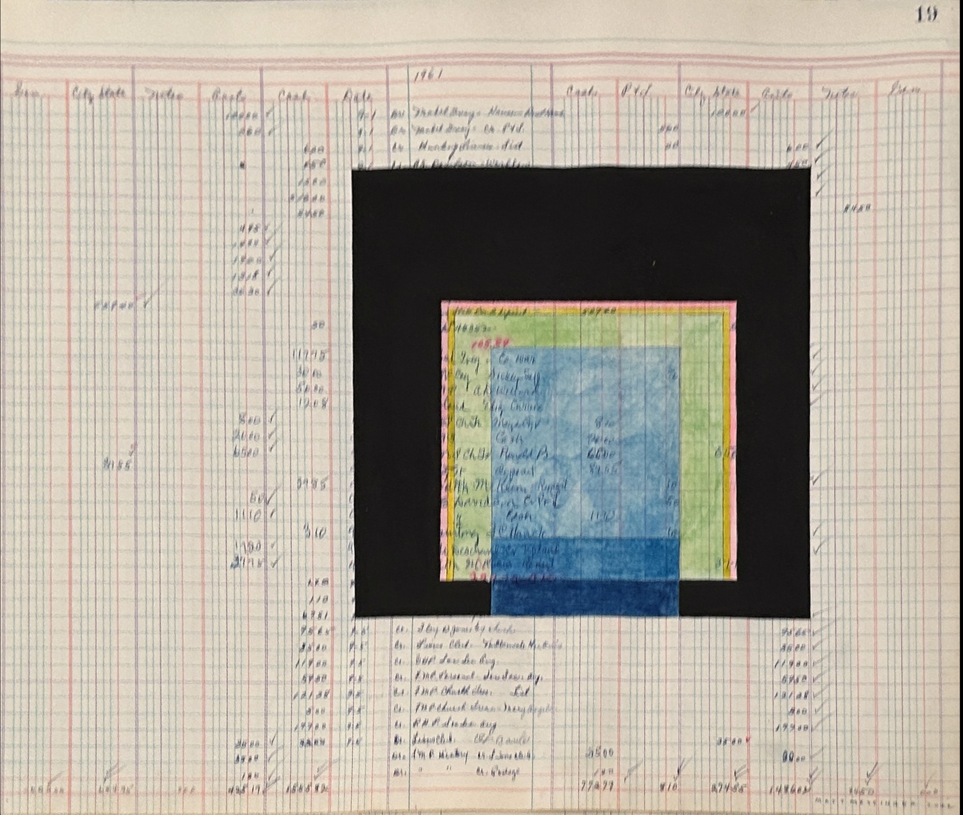 Untitled (squares - black, pink, green, blue) by Matt Messinger - Works on Paper