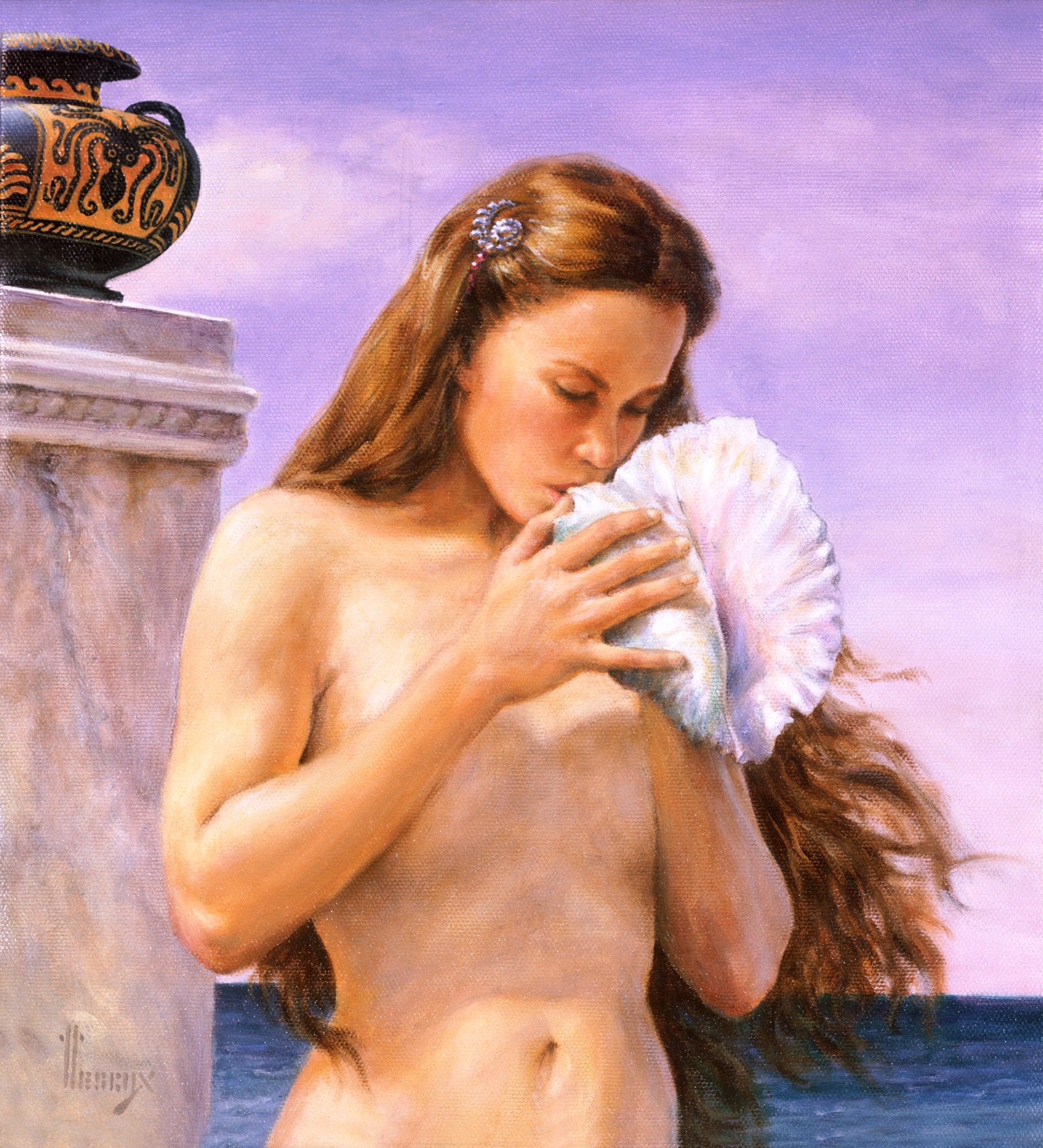 Richard Hescox - Poseidon's Daughter Oil - 11 x 12 in $2,200.00
