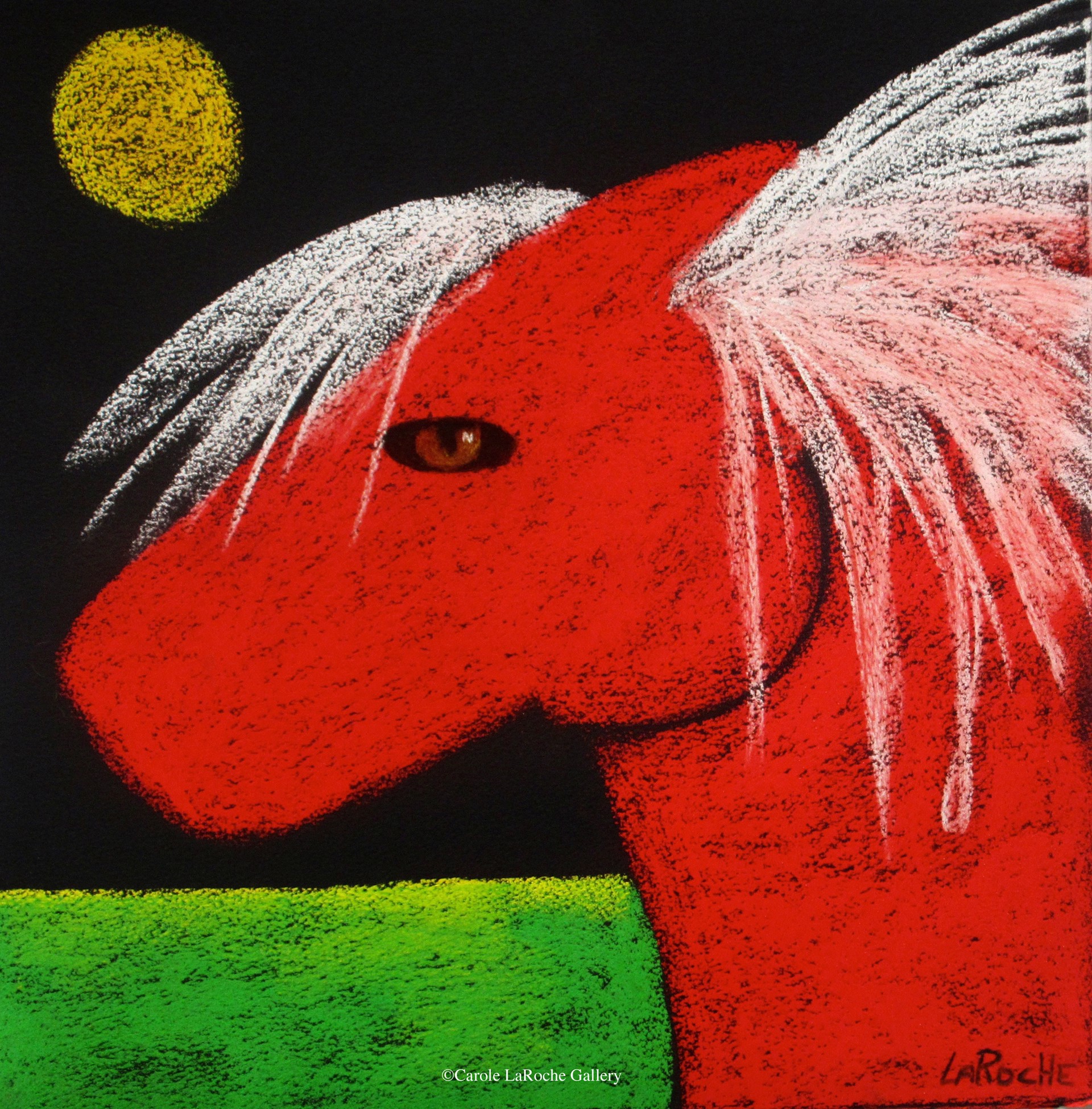 RED HORSE WHITE MANE by Carole LaRoche