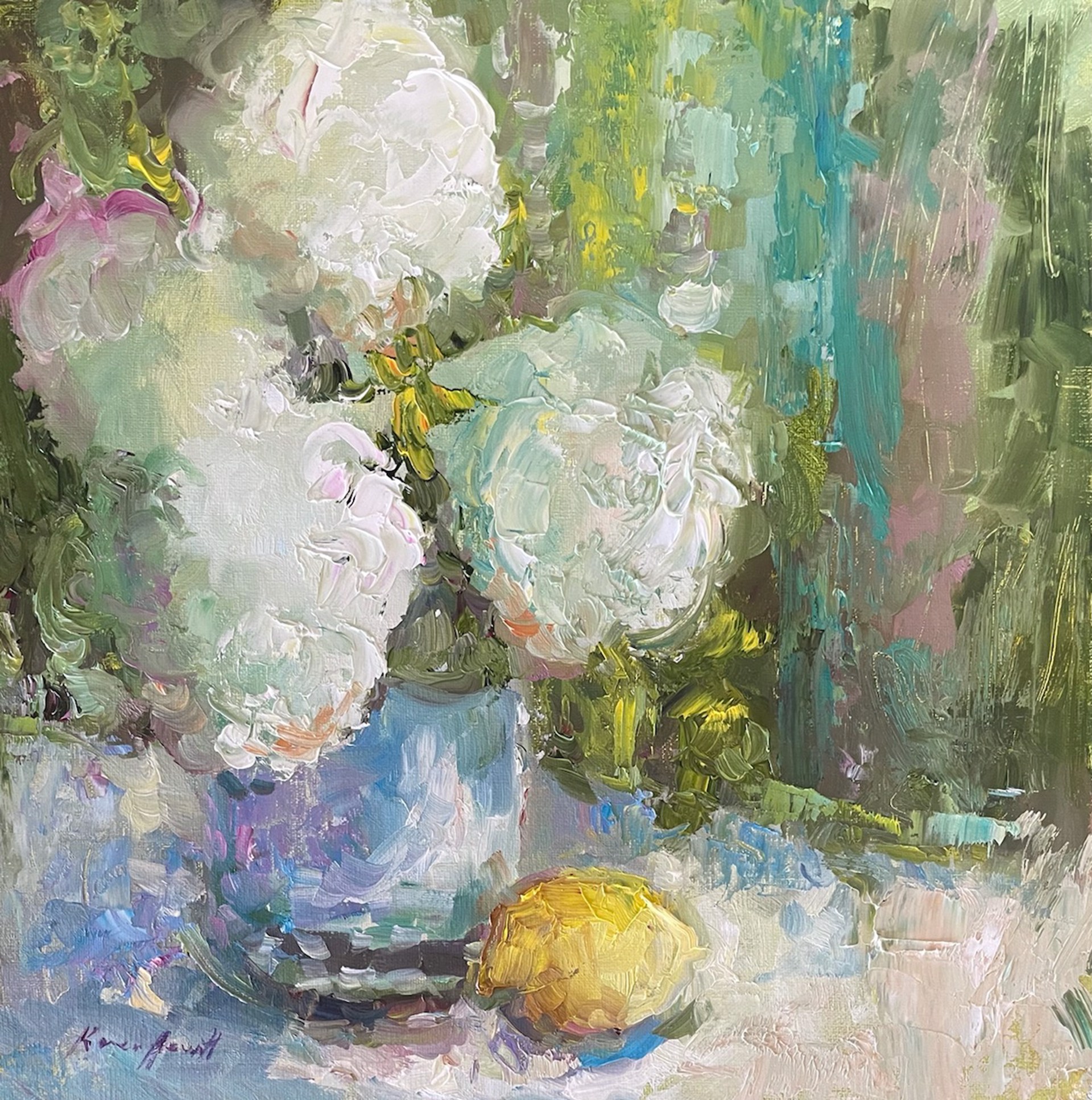 Glorious White Hydrangeas by Karen Hewitt Hagan