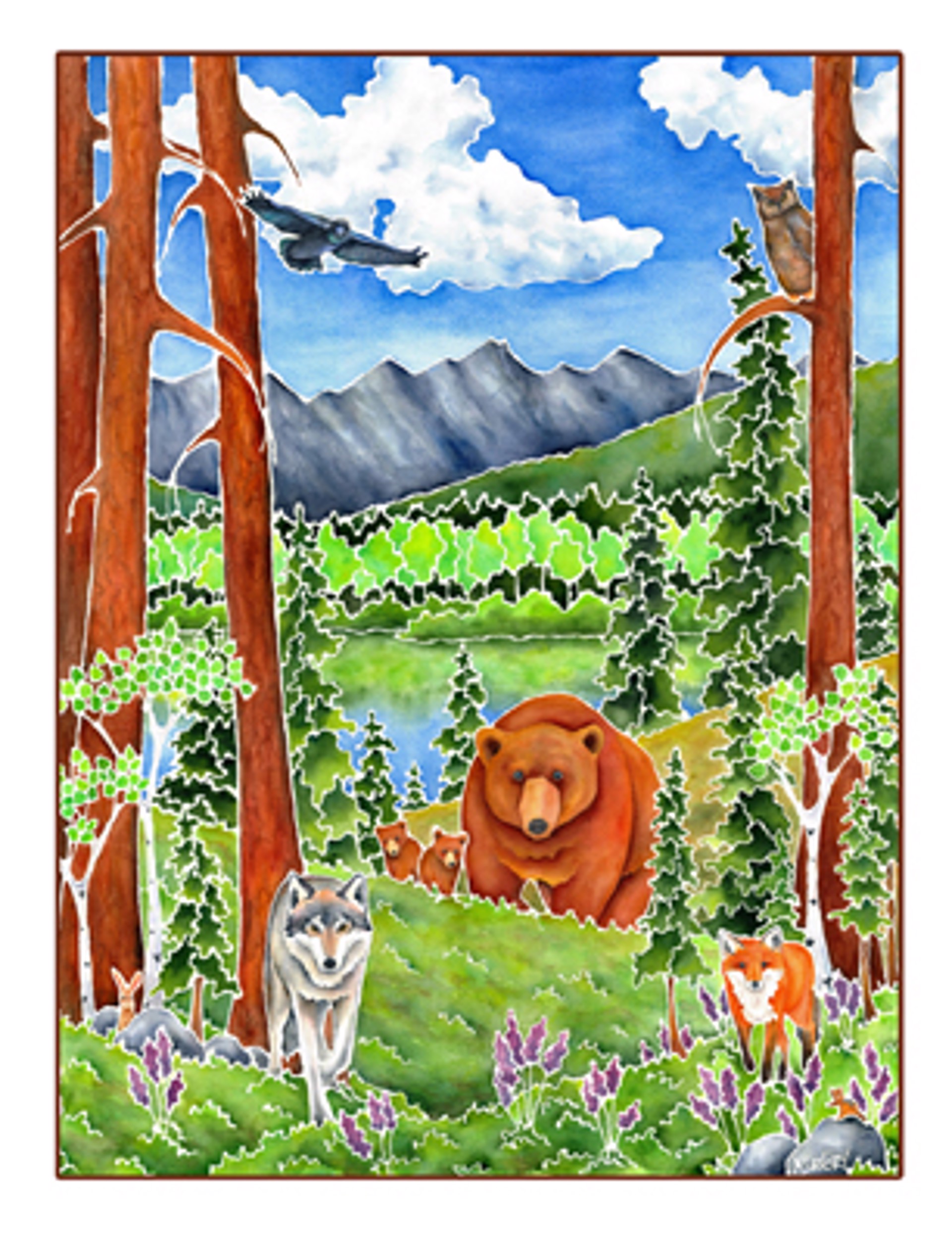 Sweet Mountain Home (16x13 Print) by Karen Savory