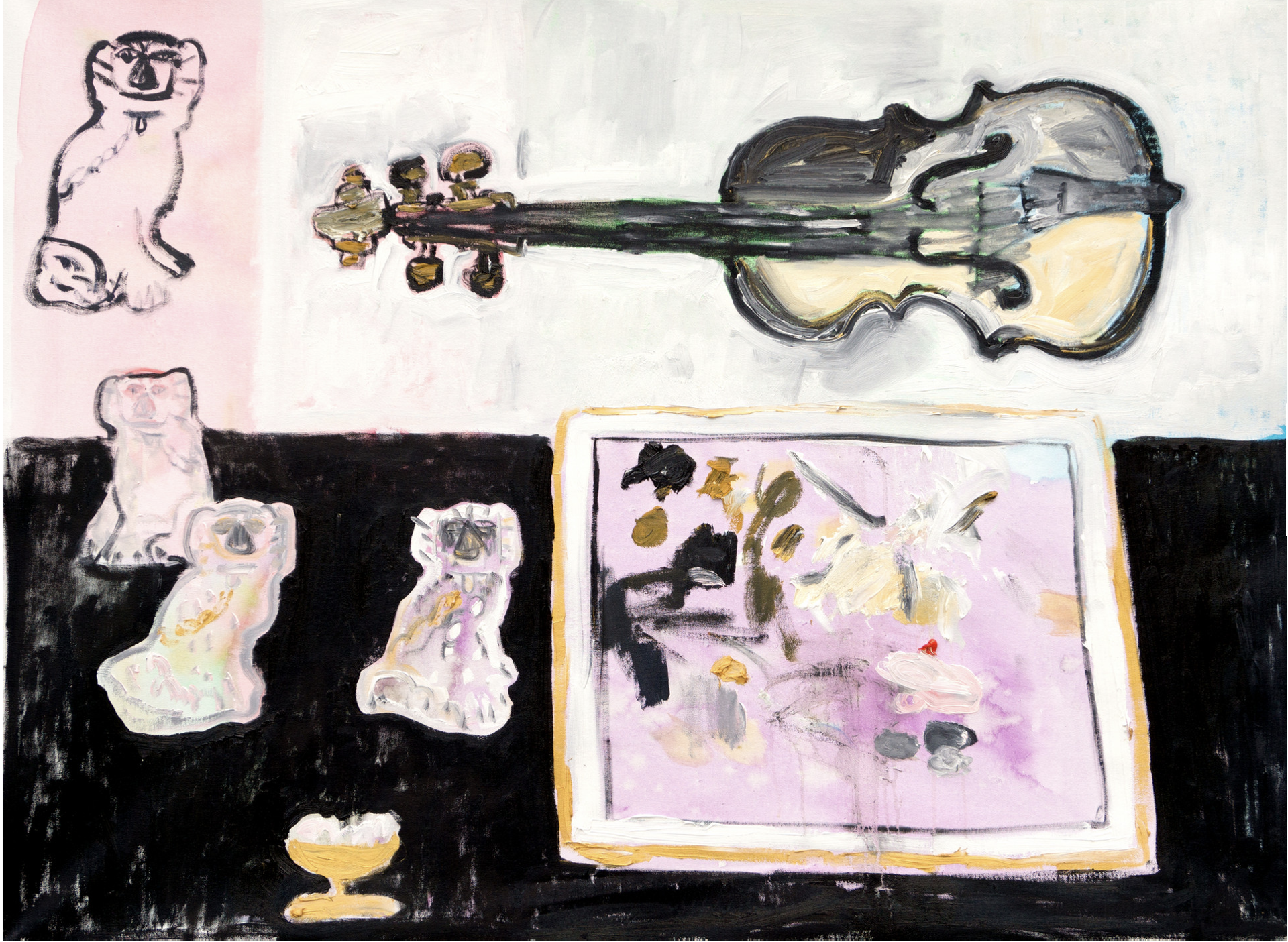 Still Life with Violin and Four Dogs by Anne-Louise Ewen