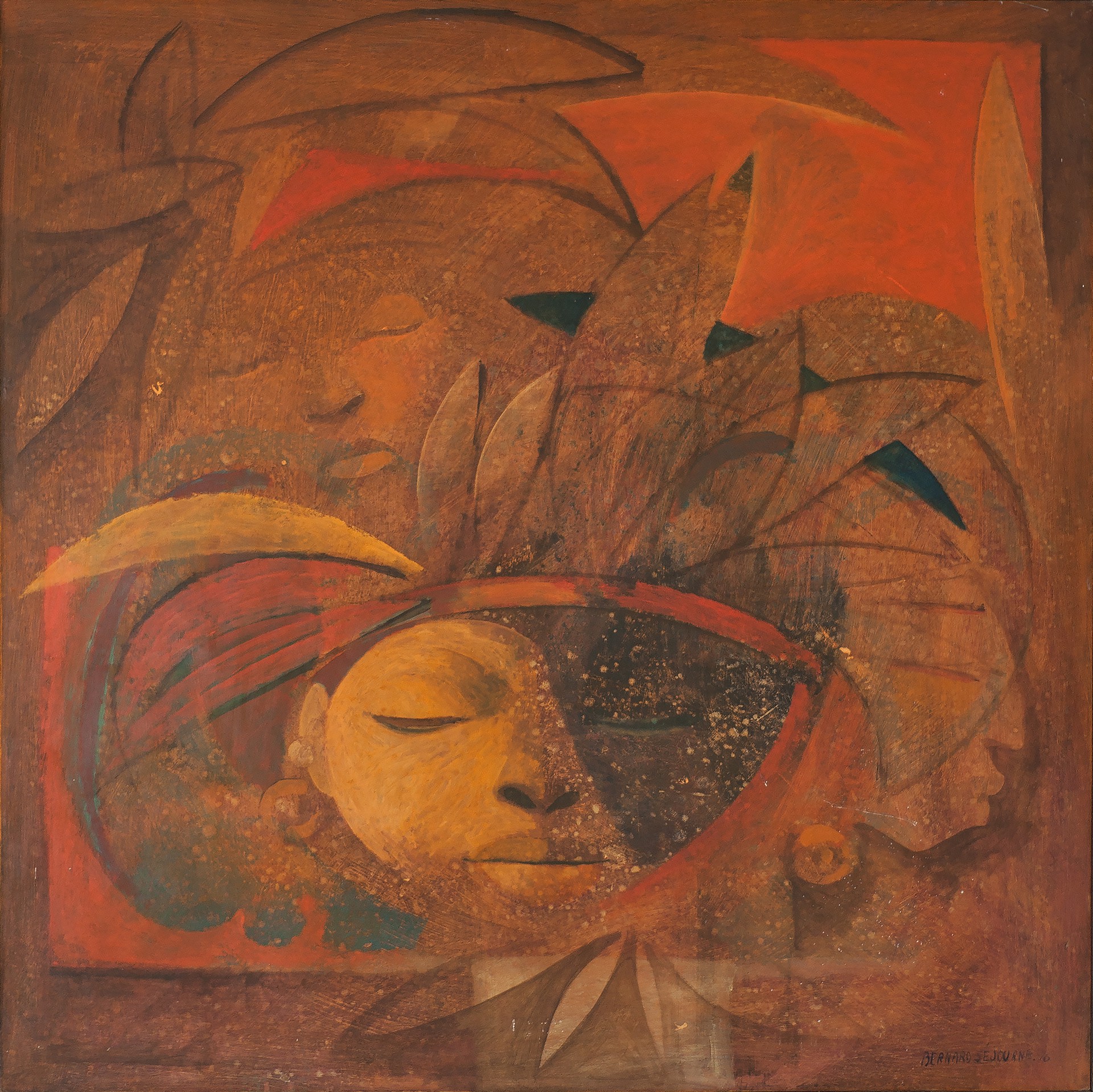 Abstract in Orange #37-3-96GSN by Bernard Sejourne (Haitian, 1947-1994)