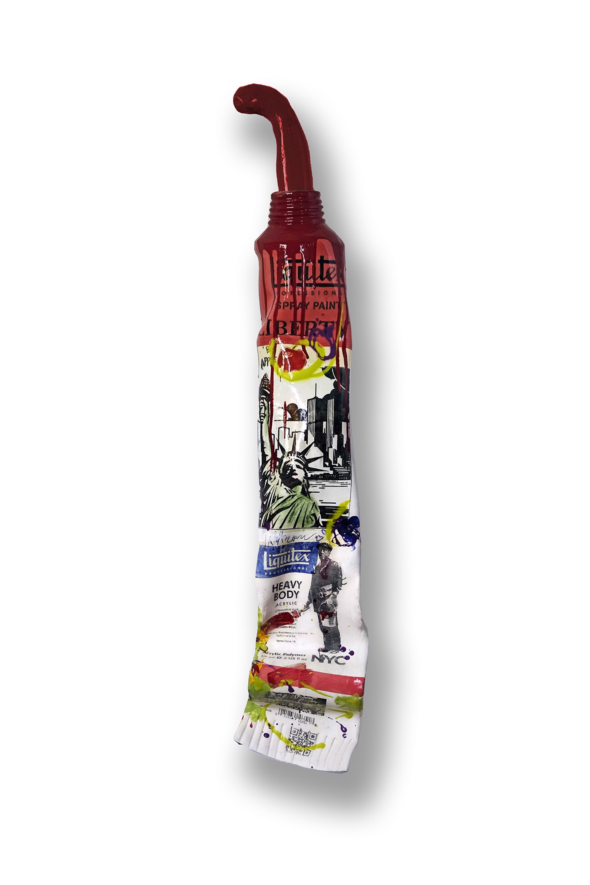 Red Banksy Paint Tube with Squirt by Ray Gross