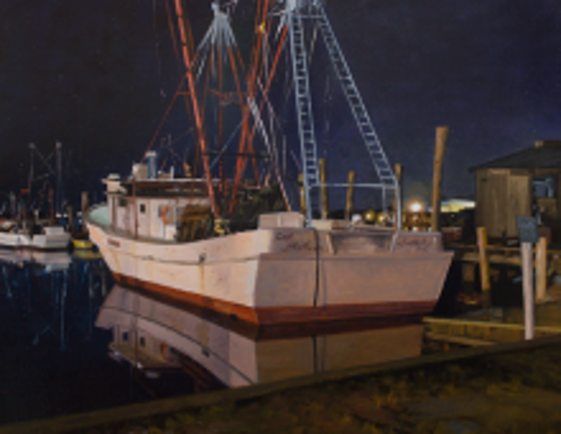 Docked After Dark (Clyde Phillips, Swansboro) by Steven S. Walker