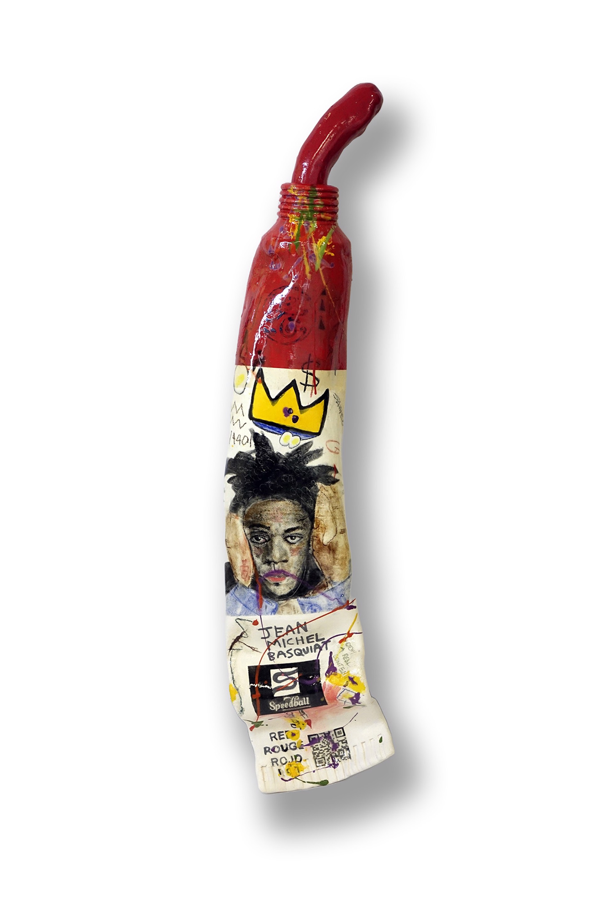 Red Basquiat Paint Tube with Squirt by Ray Gross
