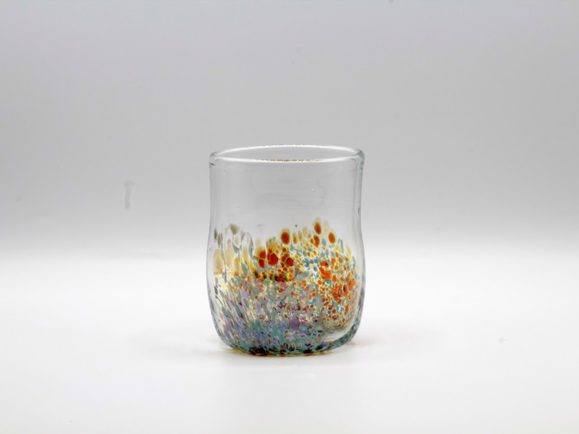 Flat Bottom Hand Blown Glass Cup - Turquoise by Katie Sisum