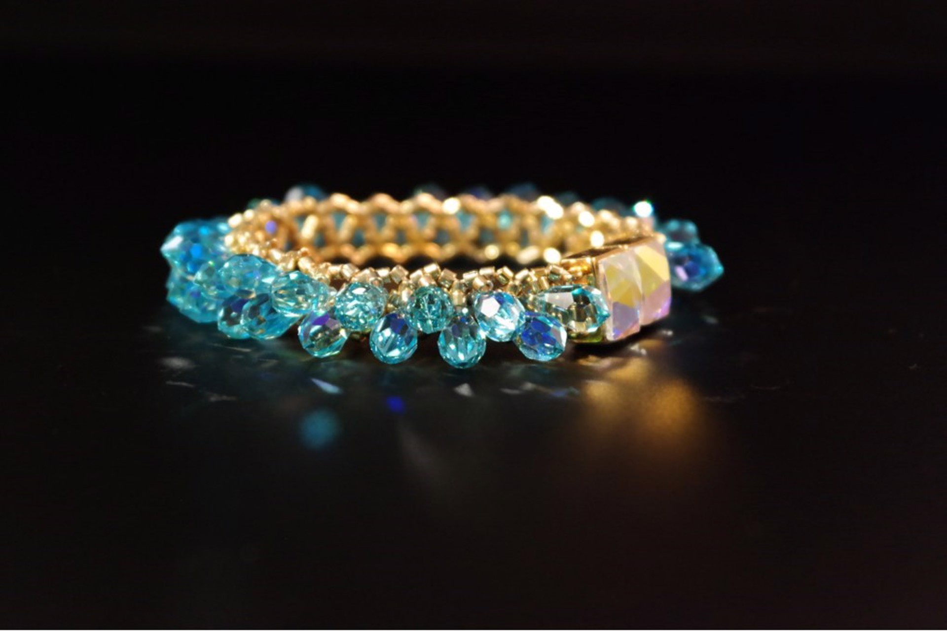 Ablaze Skinny Bracelet Swarovski Brios and Gemstones by Mara Labell
