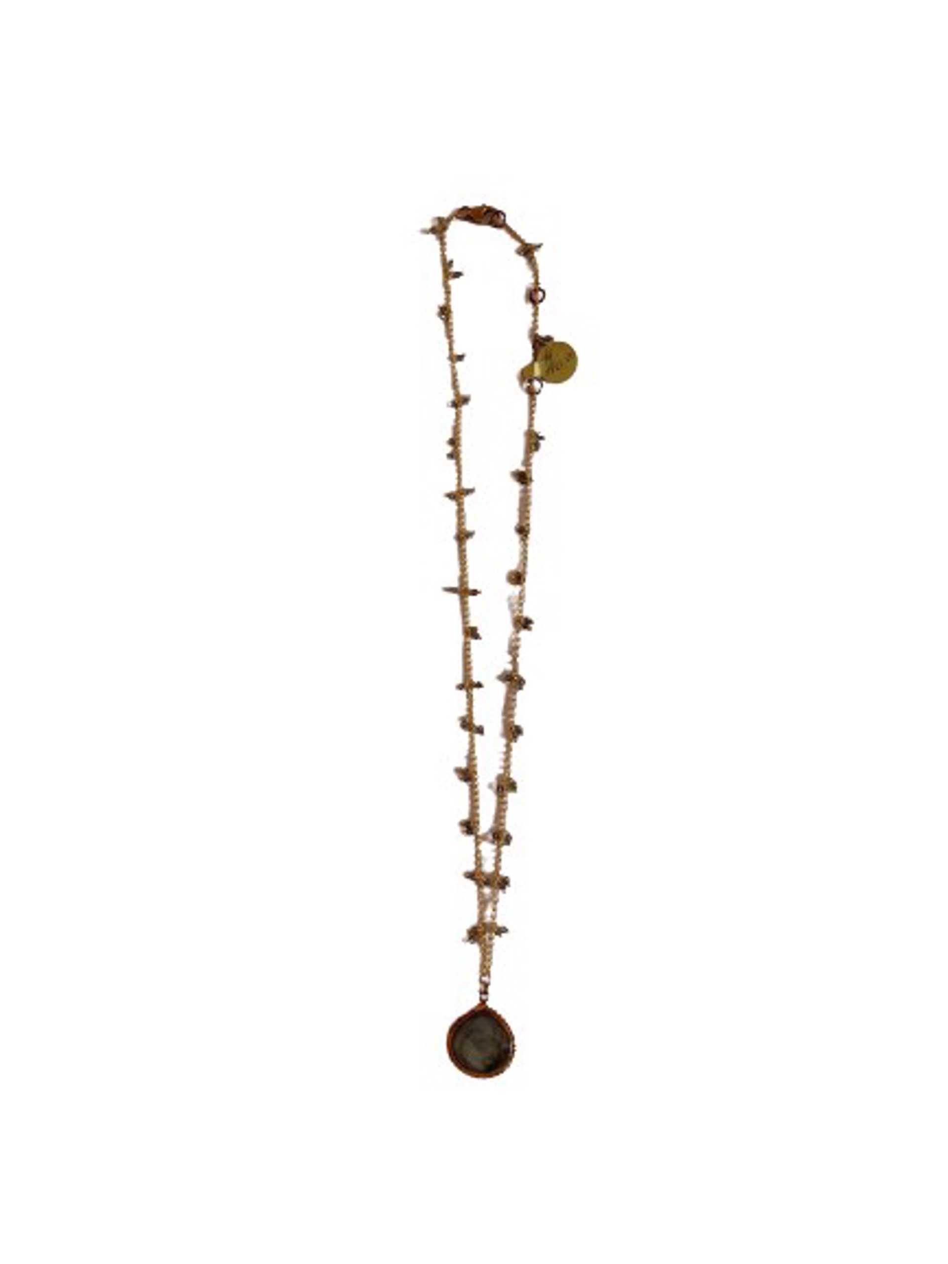 Gold Vermeil and Labradorite Delicate Dangle Chain Necklace with a Teardrop Shaped Labradorite Pendant by Karen Birchmier