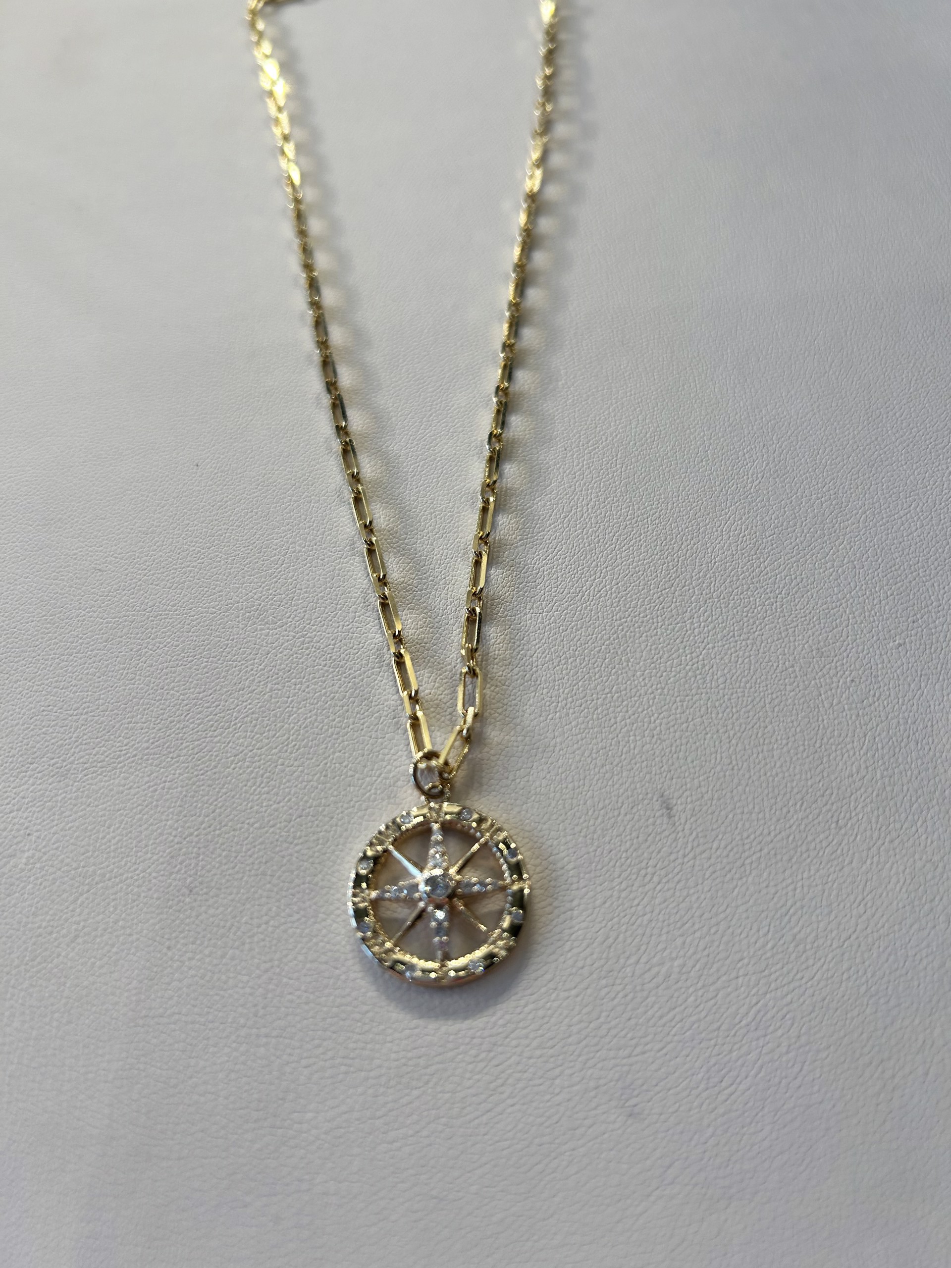 KB-N13 14K Gold Necklace with Diamond Compass by Karen Birchmier