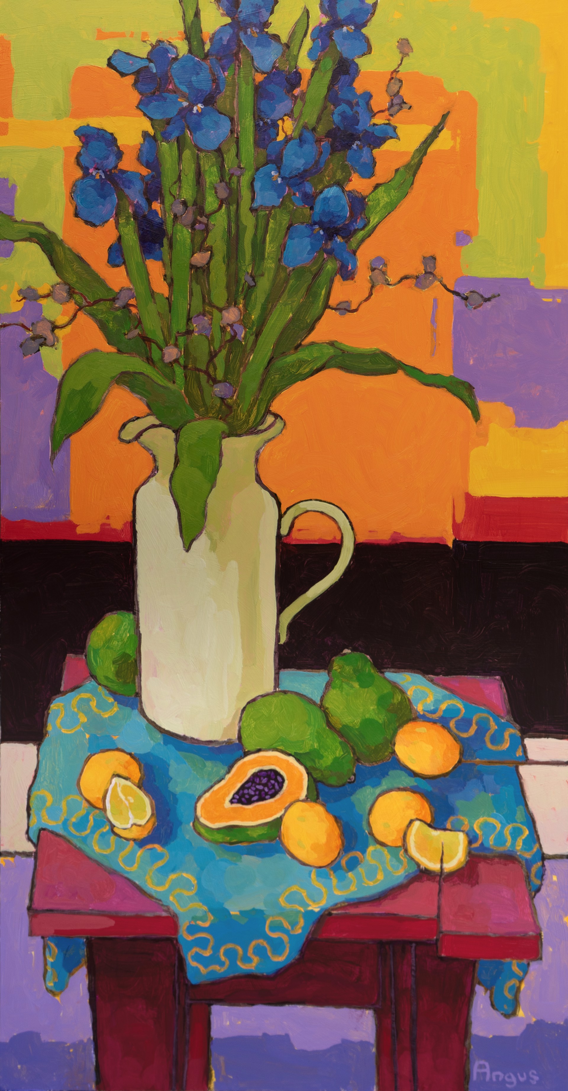 Tall Iris with Papaya & Lemons by Angus