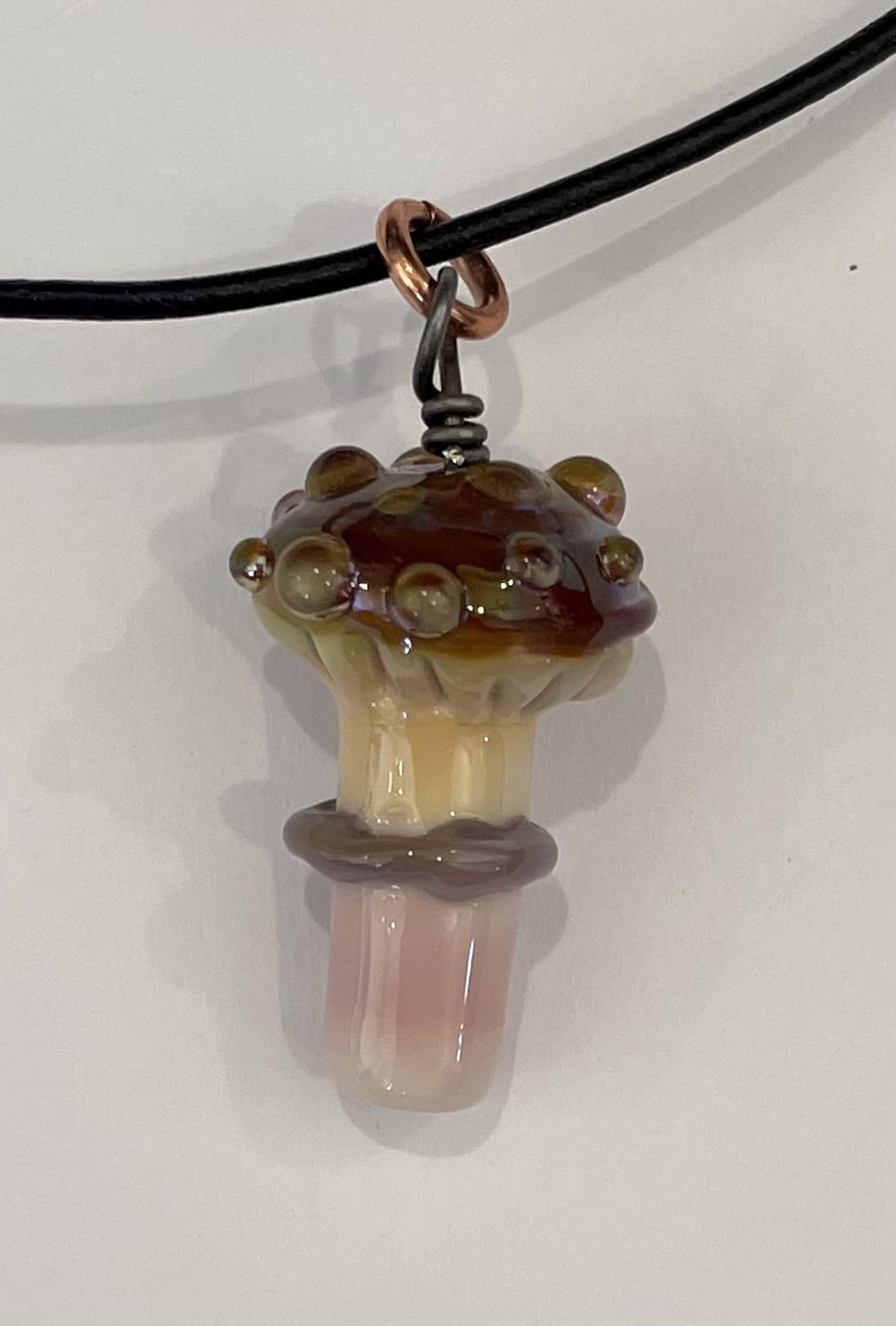 Neutral Mushroom with Silver Glass Necklace by Emelie Hebert