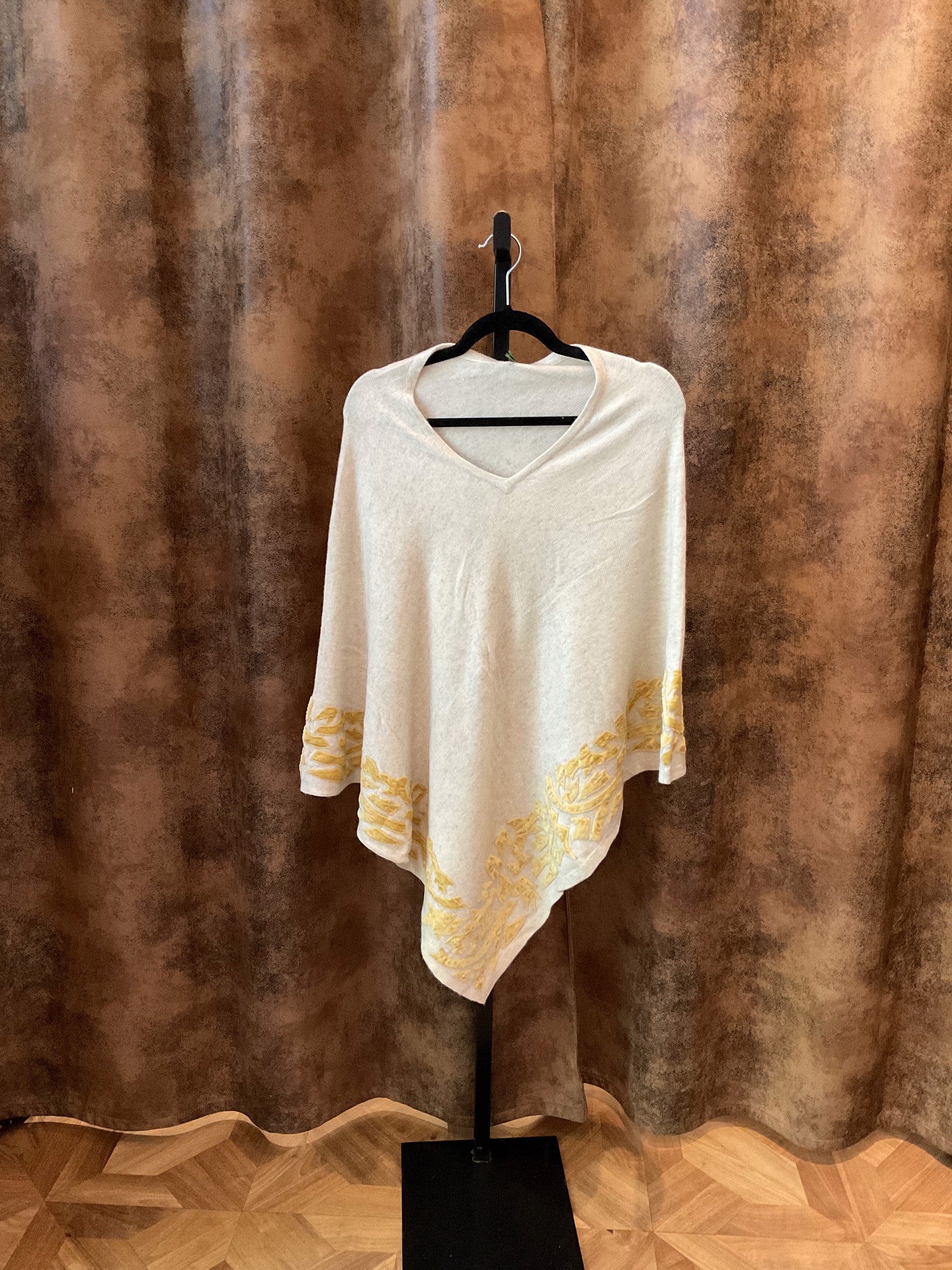 Cashmere Blend Velvet Trim Ponchos by J. Catma