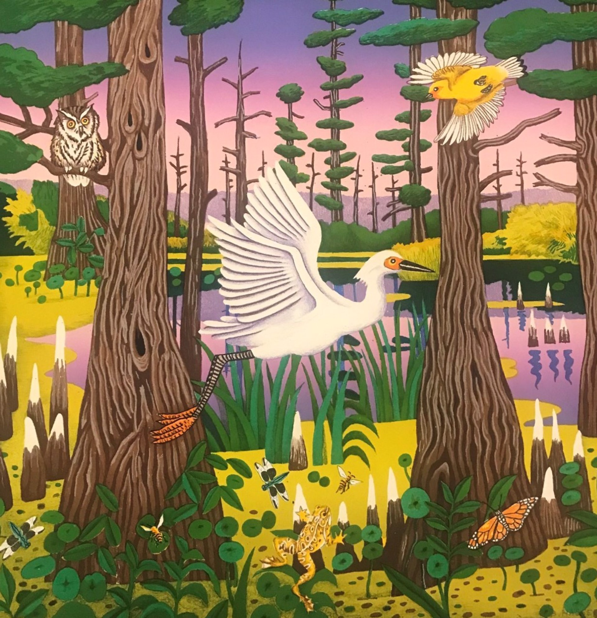 Egret, Grassy Lake by Billy Hassell