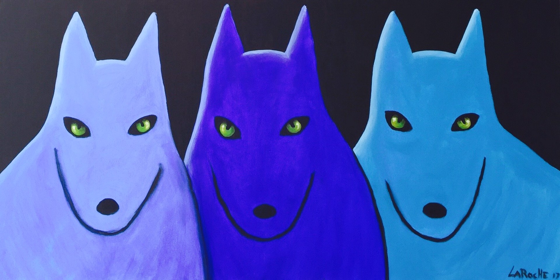 Three Blue Wolves  SOLD by Carole LaRoche