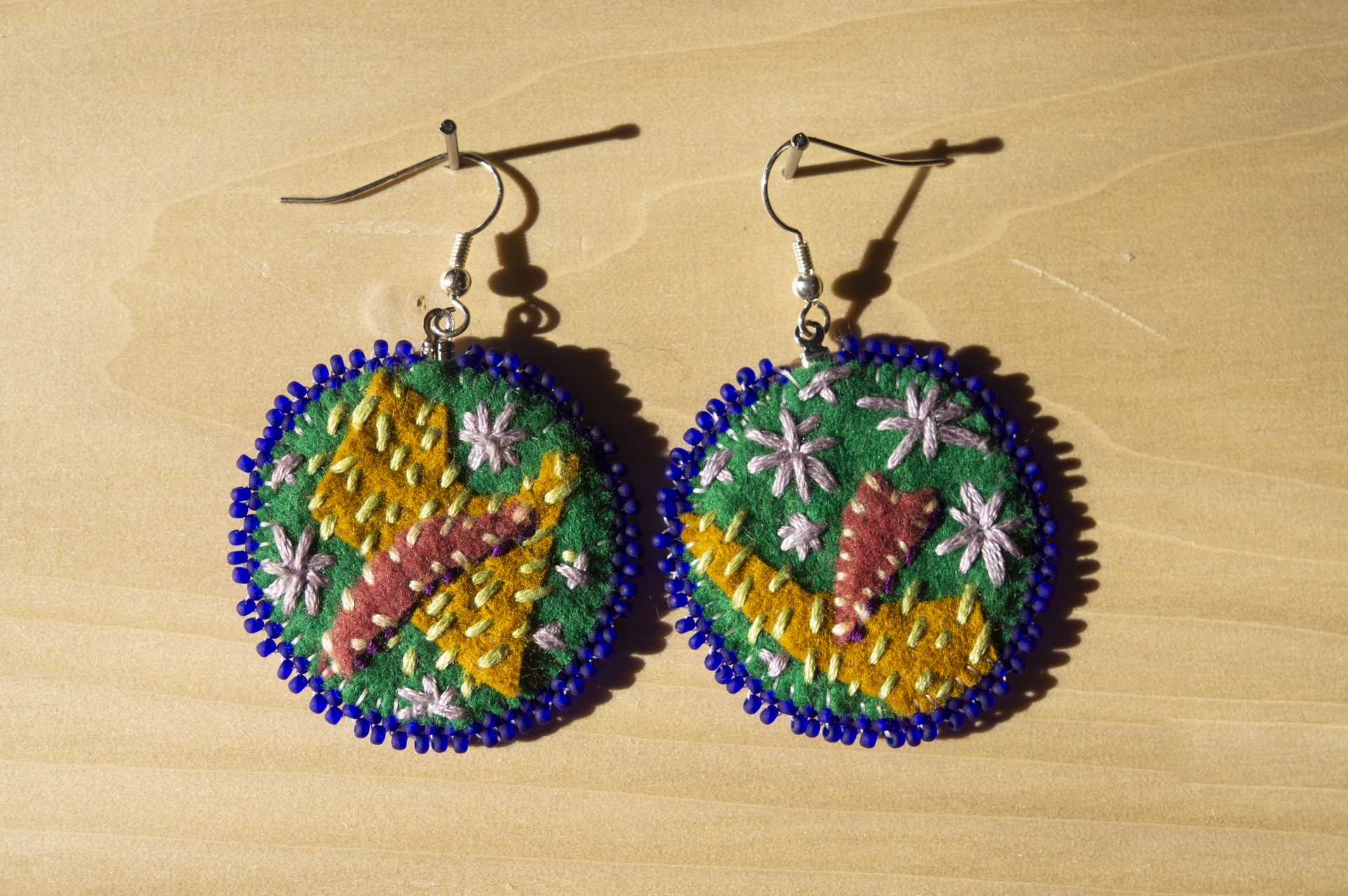 Green and Yellow Earrings by Hattie Lee Mendoza