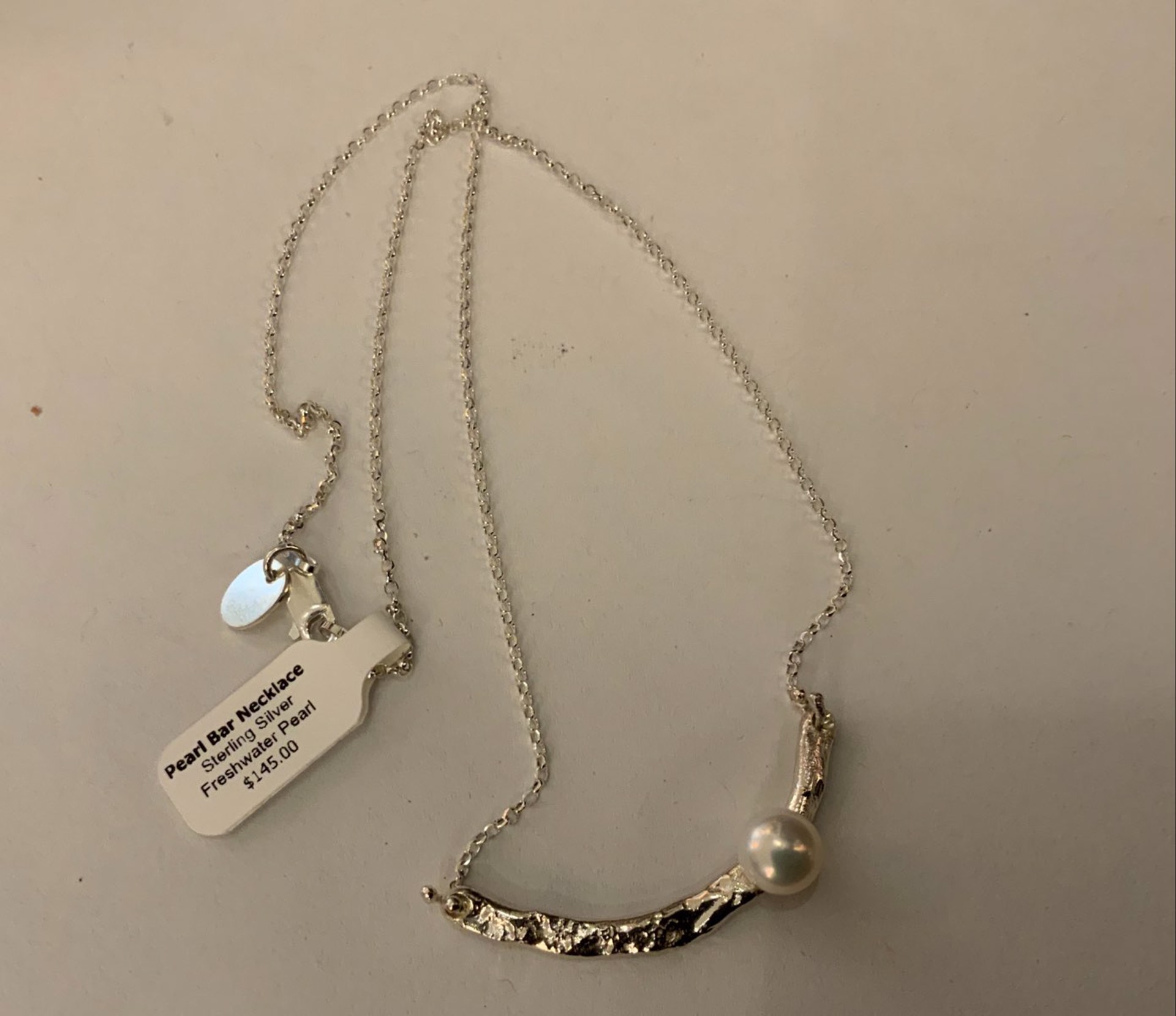 Pearl Bar Sterling Silver Necklace by Kristen Baird
