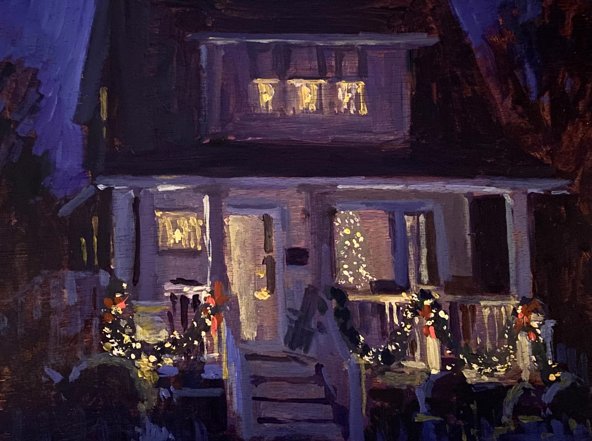 "Holiday Lights" original oil painting by Joe Gyurcsak