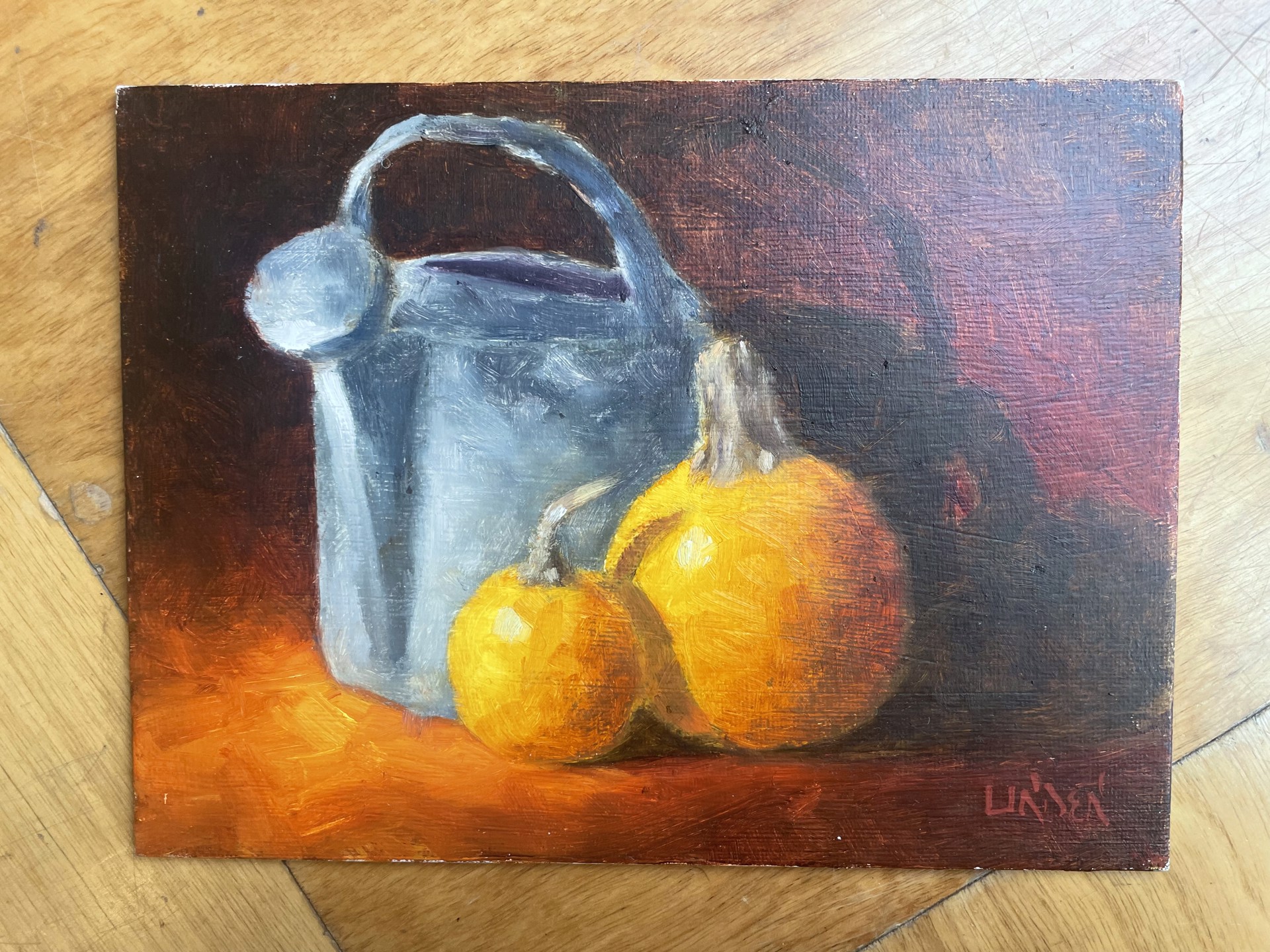 Water Can and Pumpkins by Tom Linden