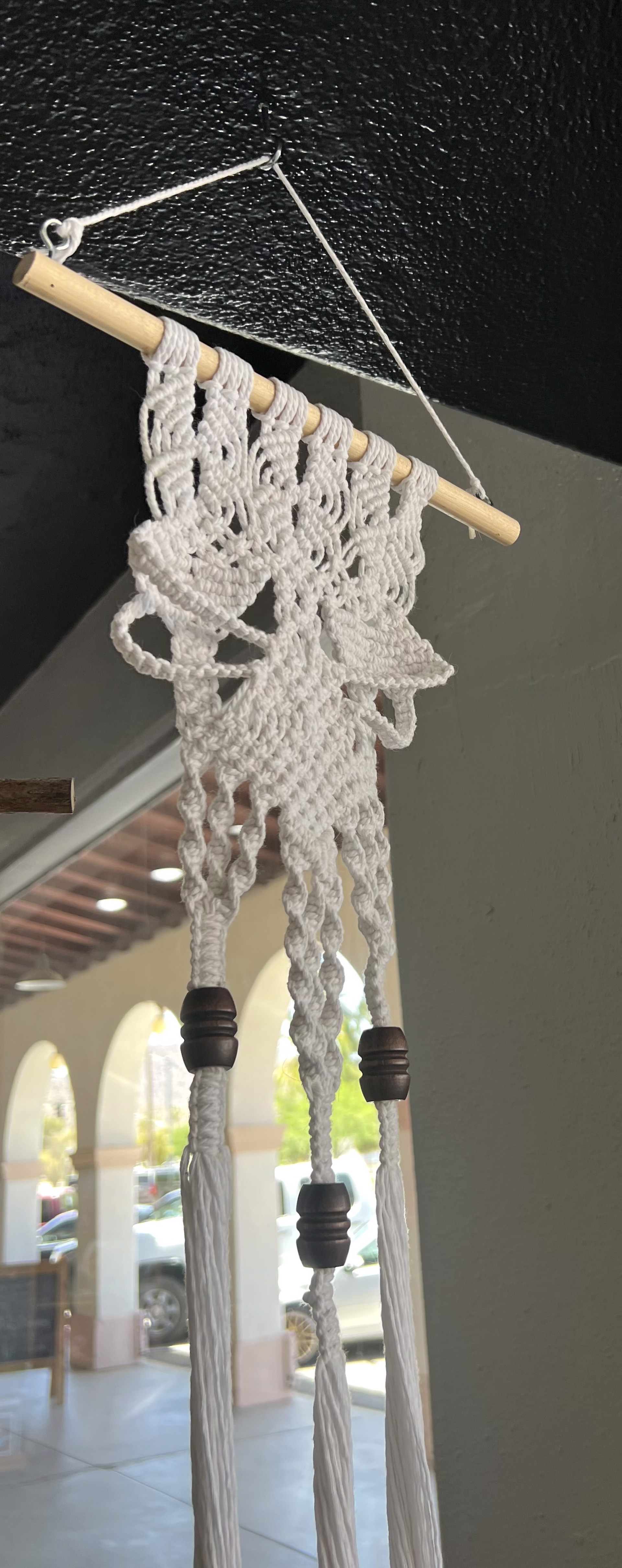 Long White Hanging Three Beads by Steven Roberts
