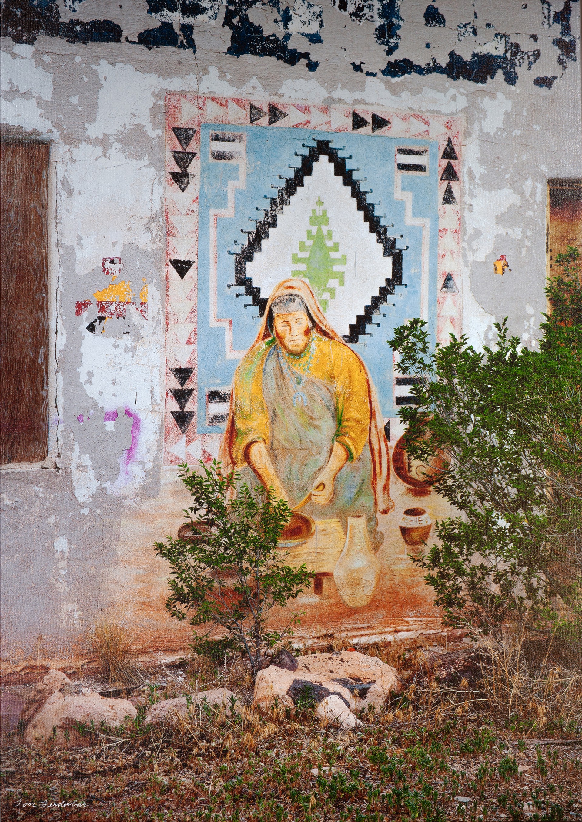 Route 66 Series- Abandoned Trading Post (Mural) Near Grants, NM by Thomas Ferderbar