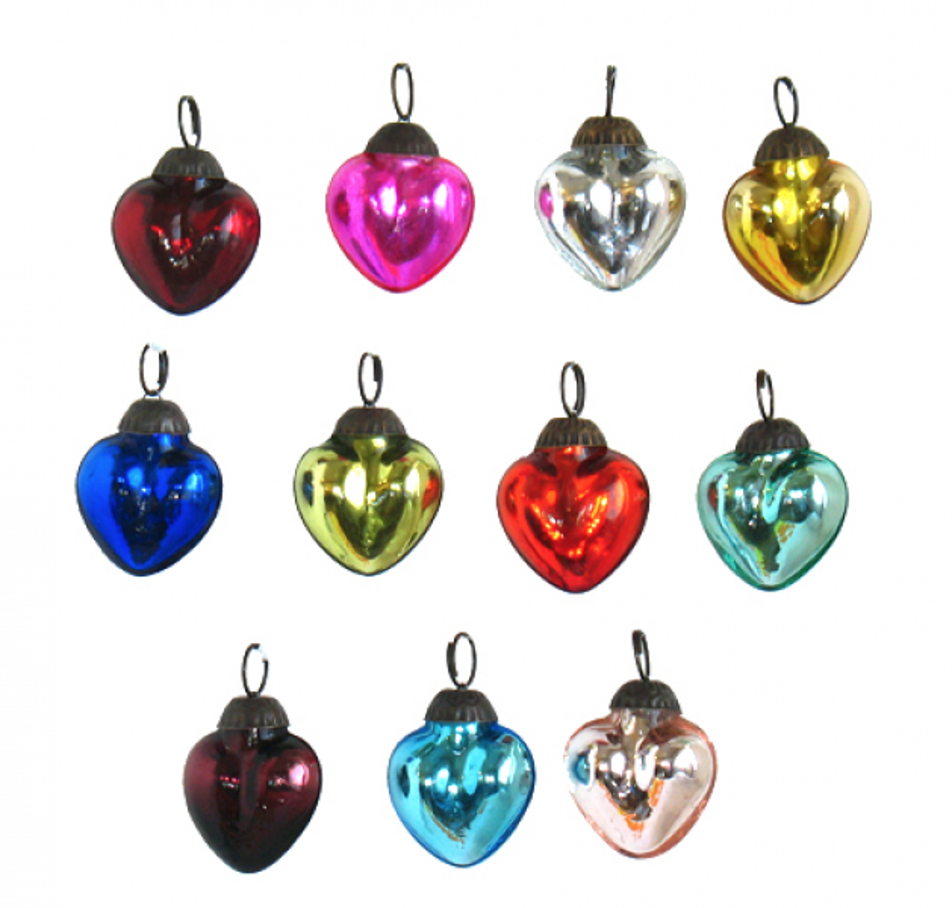 Ornament - 1" Mini Heart Asst. Colors by Indigo Desert Ranch - Glass