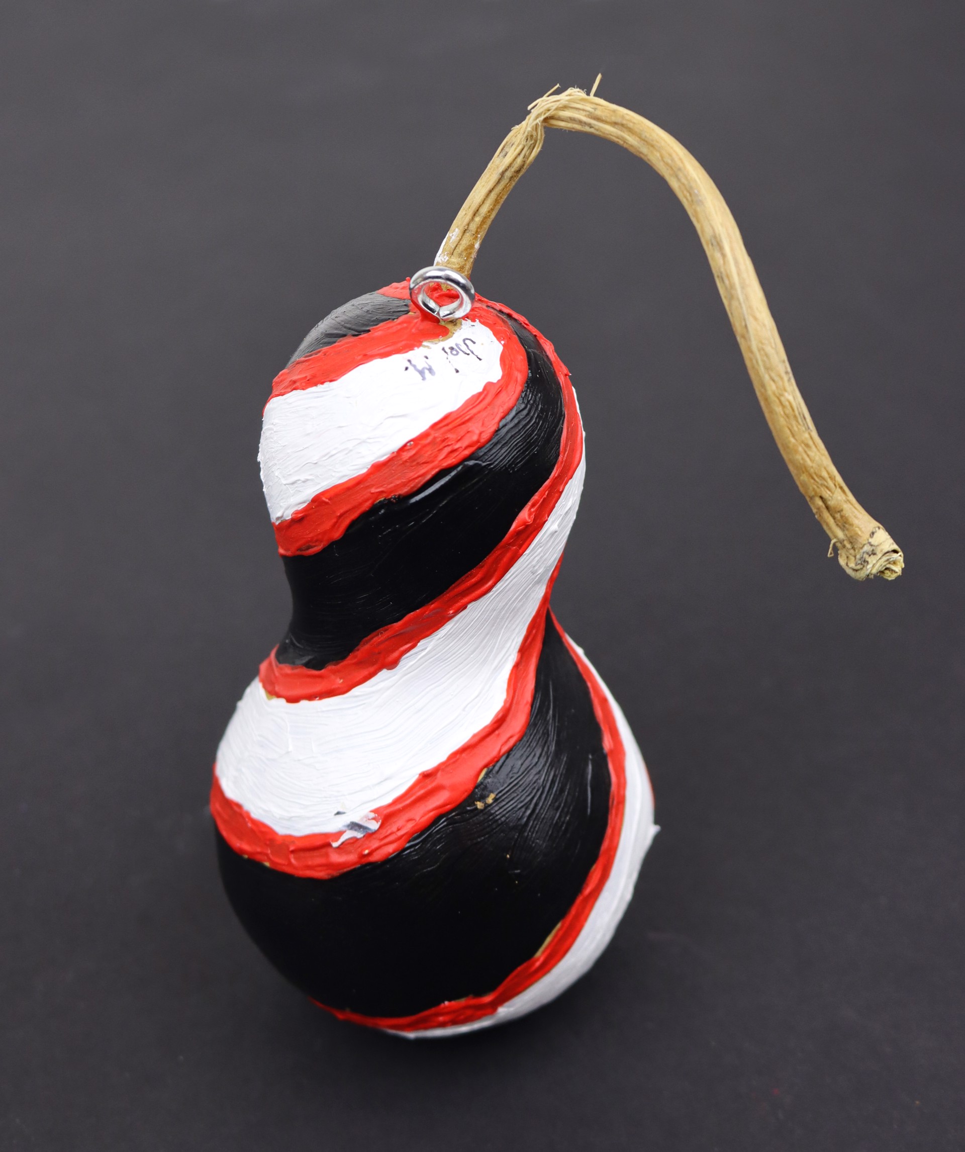 Candy Swirl (black, white, red) (gourd ornament) by Joel Martinez
