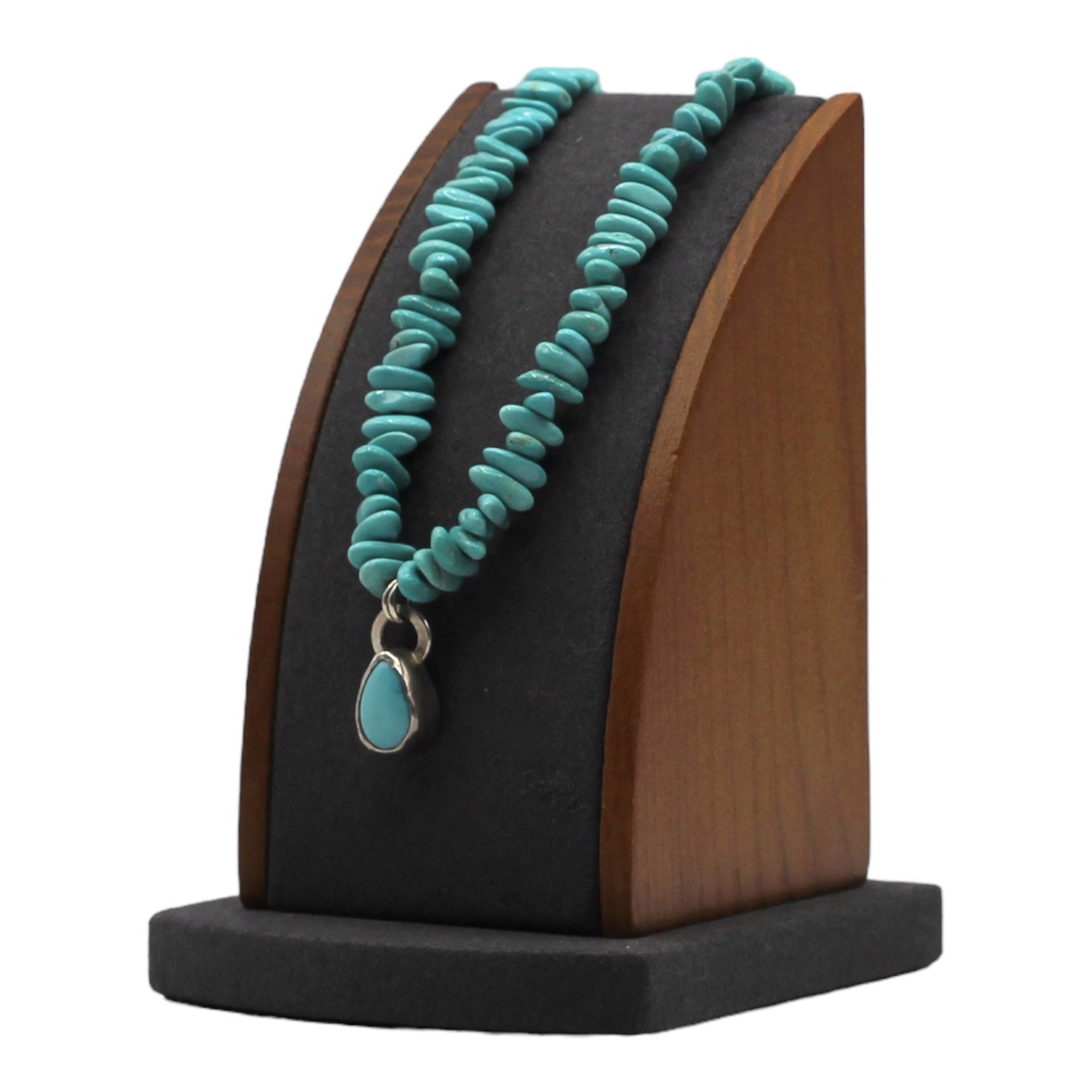 Beaded Red Mountain Turquoise Necklace - Sterling Silver by Emily Dubrawski