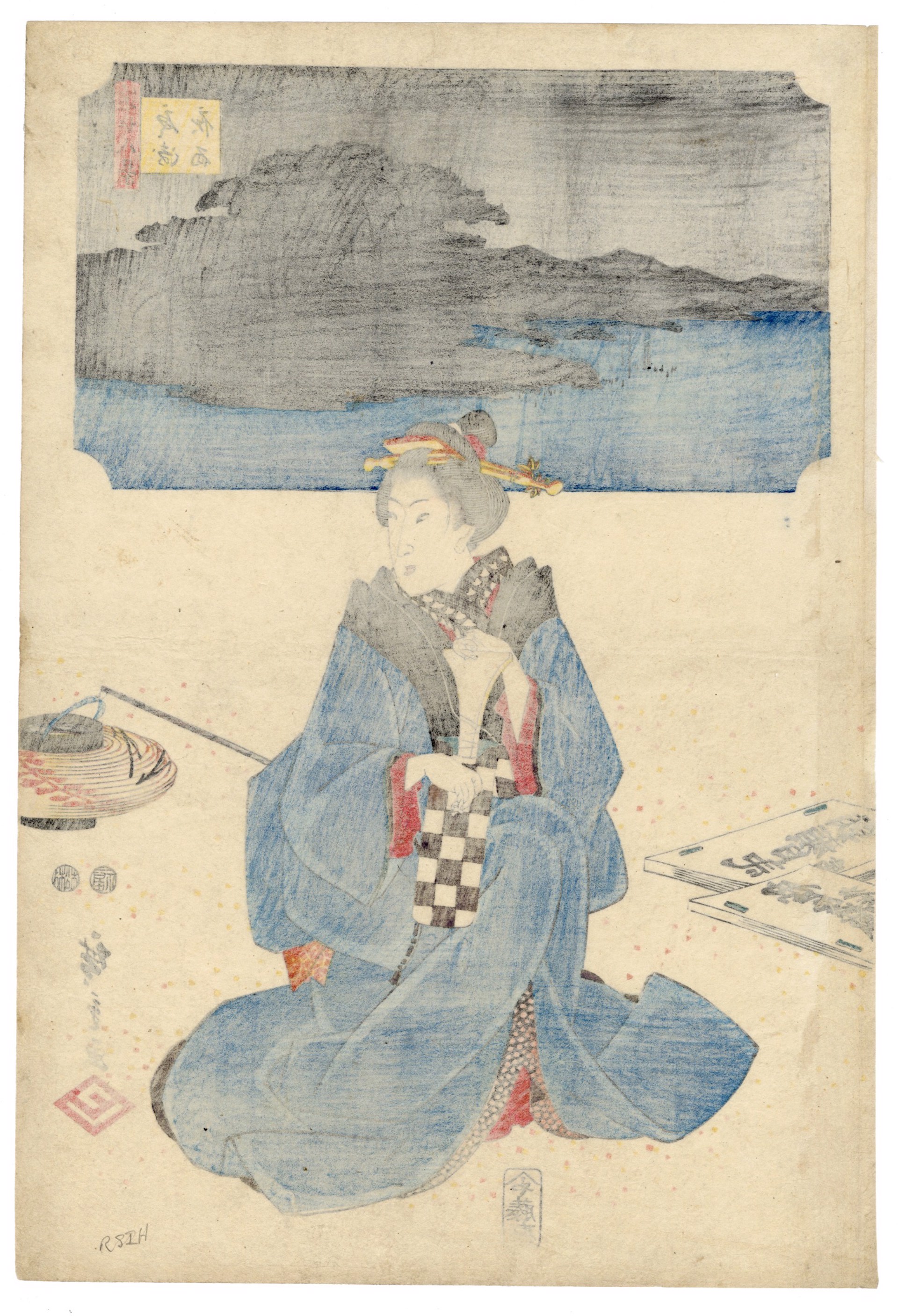 Night Rain at Karasaki by Hiroshige