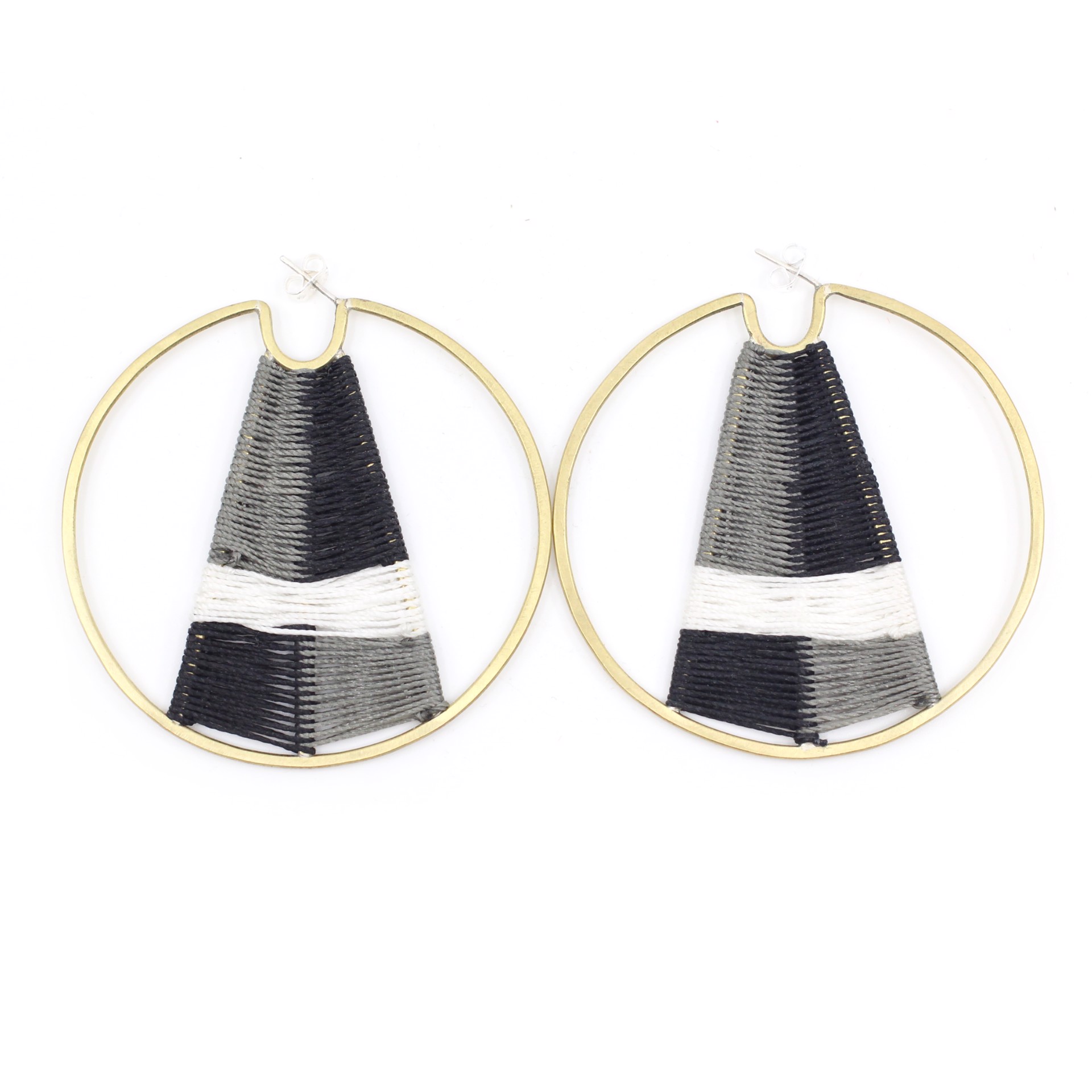 Woven Hoops (Black & White) by Flag Mountain Jewelry