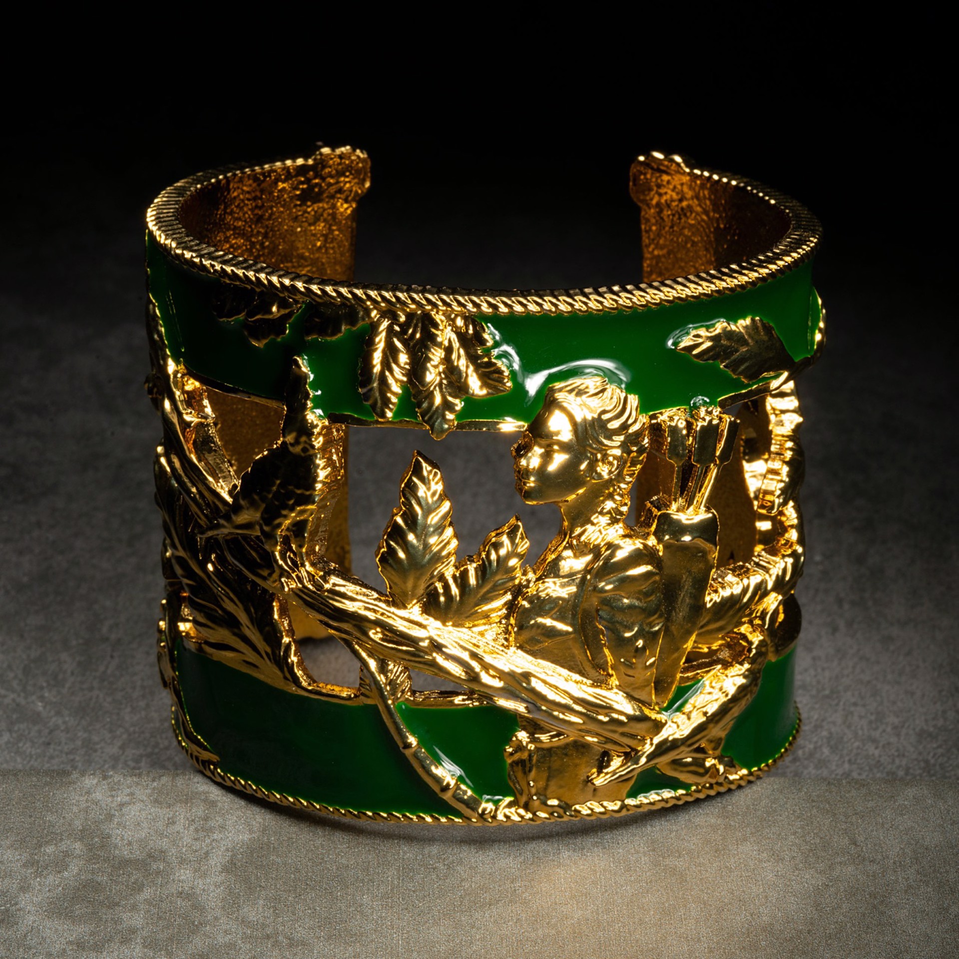 Vigor Cuff - Gold and Green  Xsm/ Small by Angela Mia