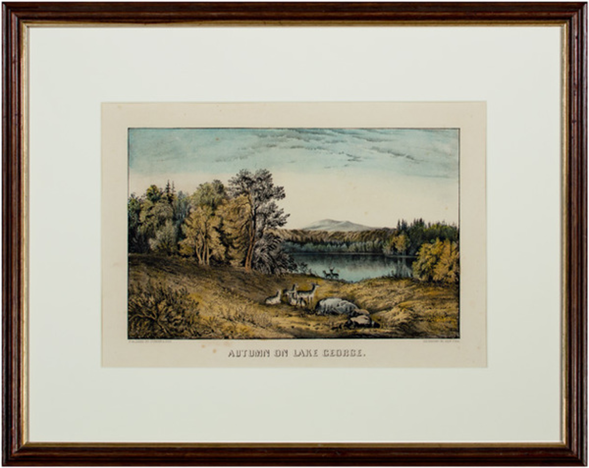 Autumn on Lake George (Deer) by Currier & Ives