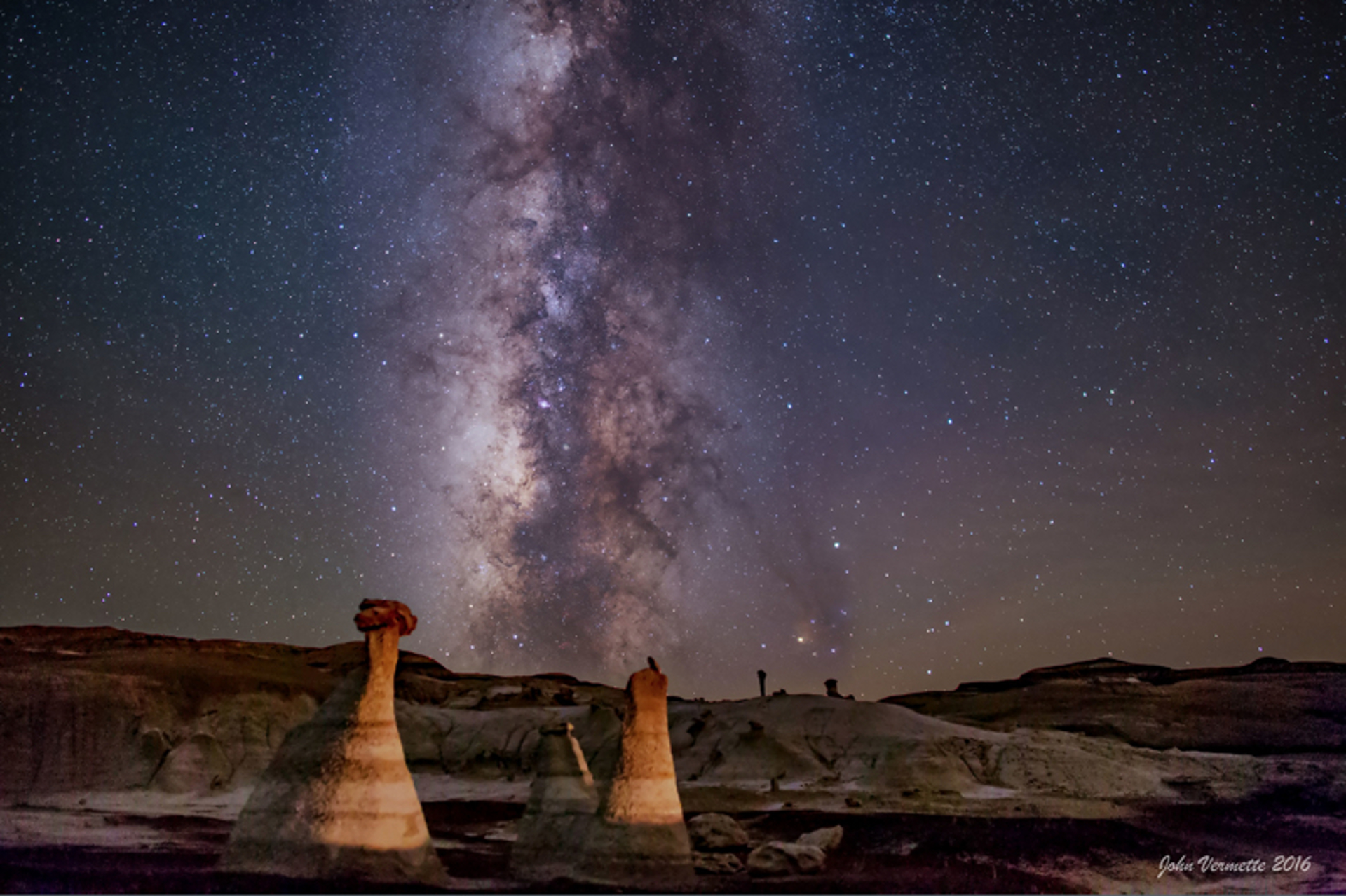 Milky Way Over - Hoodoos Bisti Badlands New Mexico  by John Vermette