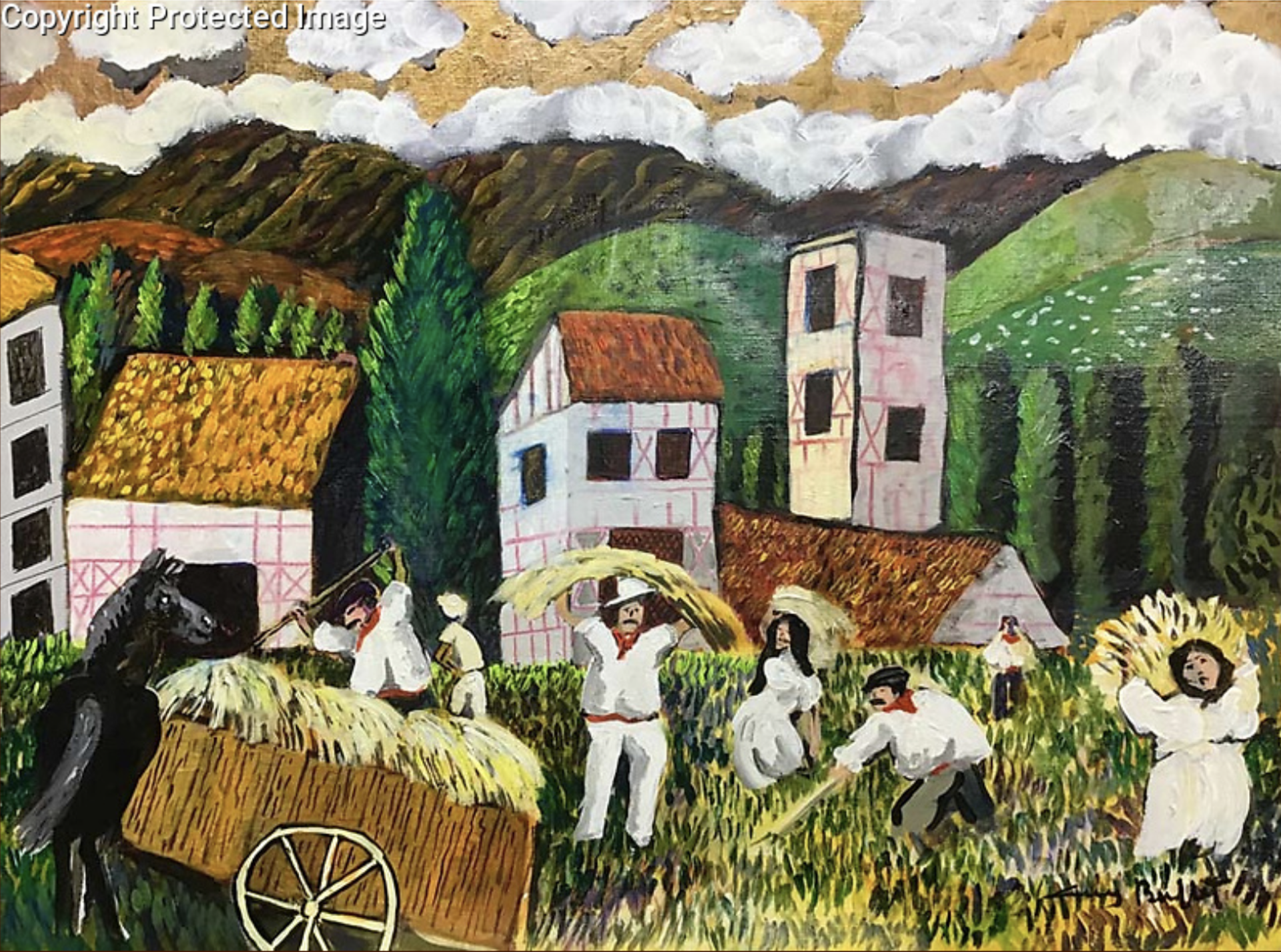 Harvest In The Basque by Guy Buffet