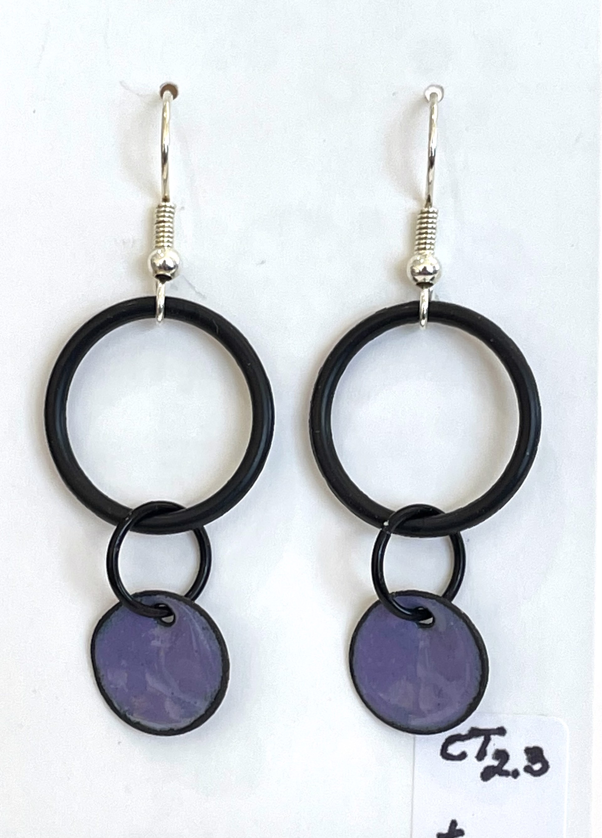 CT 2.3 Abstract Black Blue Dangle Earrings by Cathy Talbot