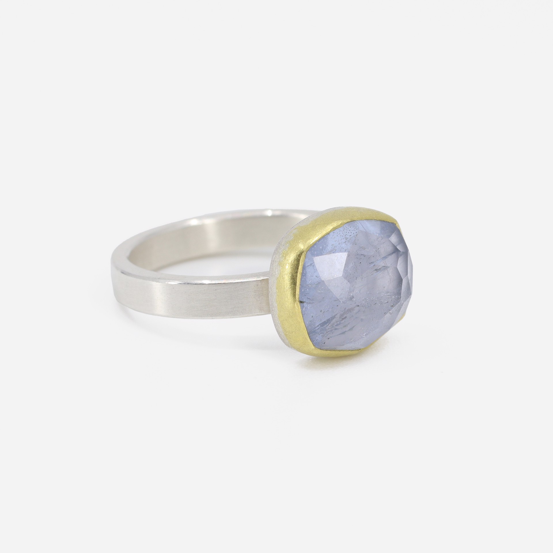 Blue Beryl Cushion Ring by Sam Woehrmann