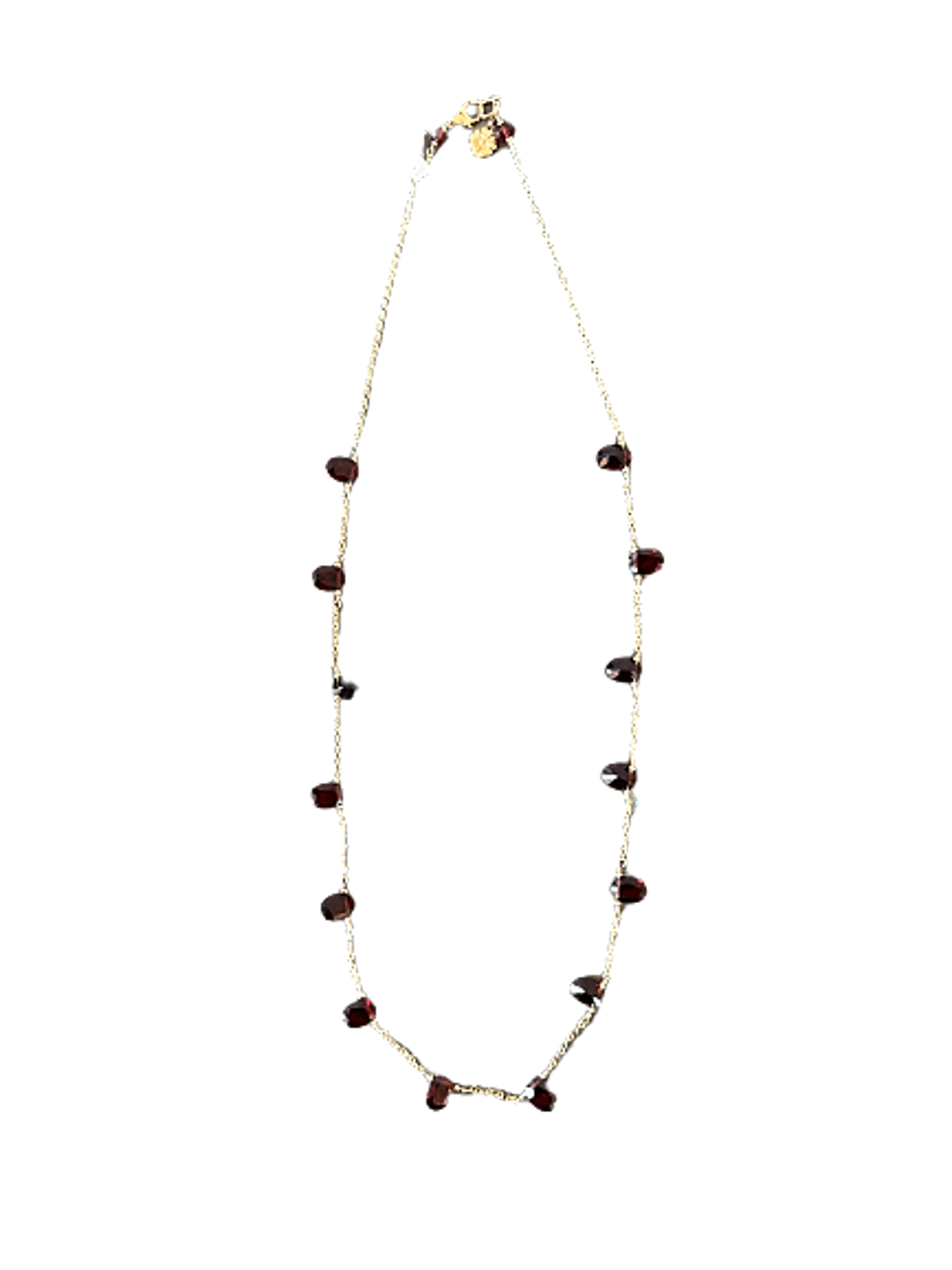 Garnet Briolette Necklace - 14K Gold Filled Chain by Melinda Lawton Jewelry