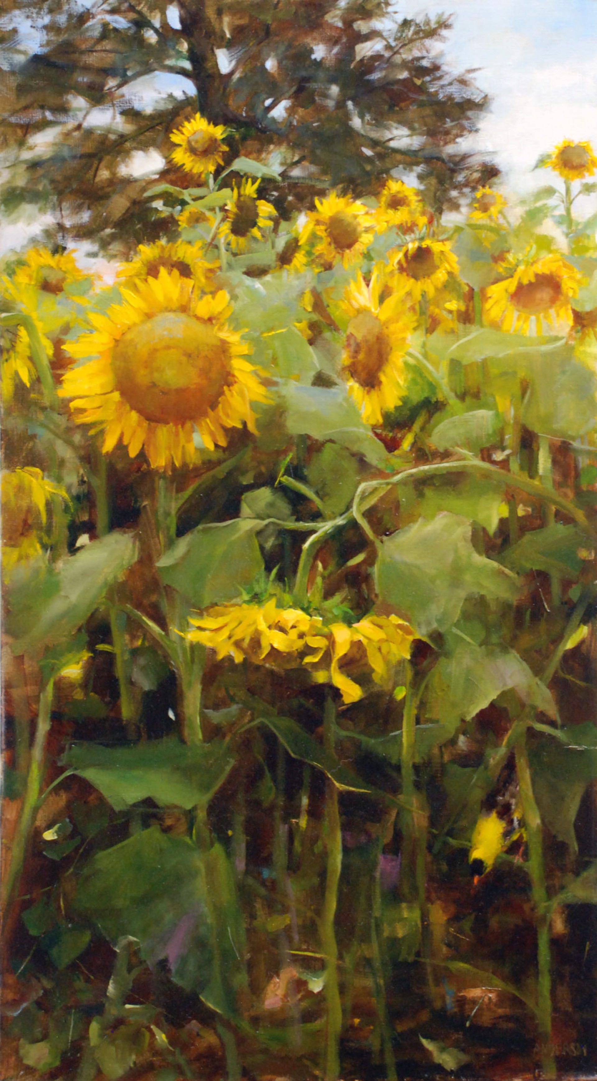 Sunflowers and Golden Finch by Kathy Anderson