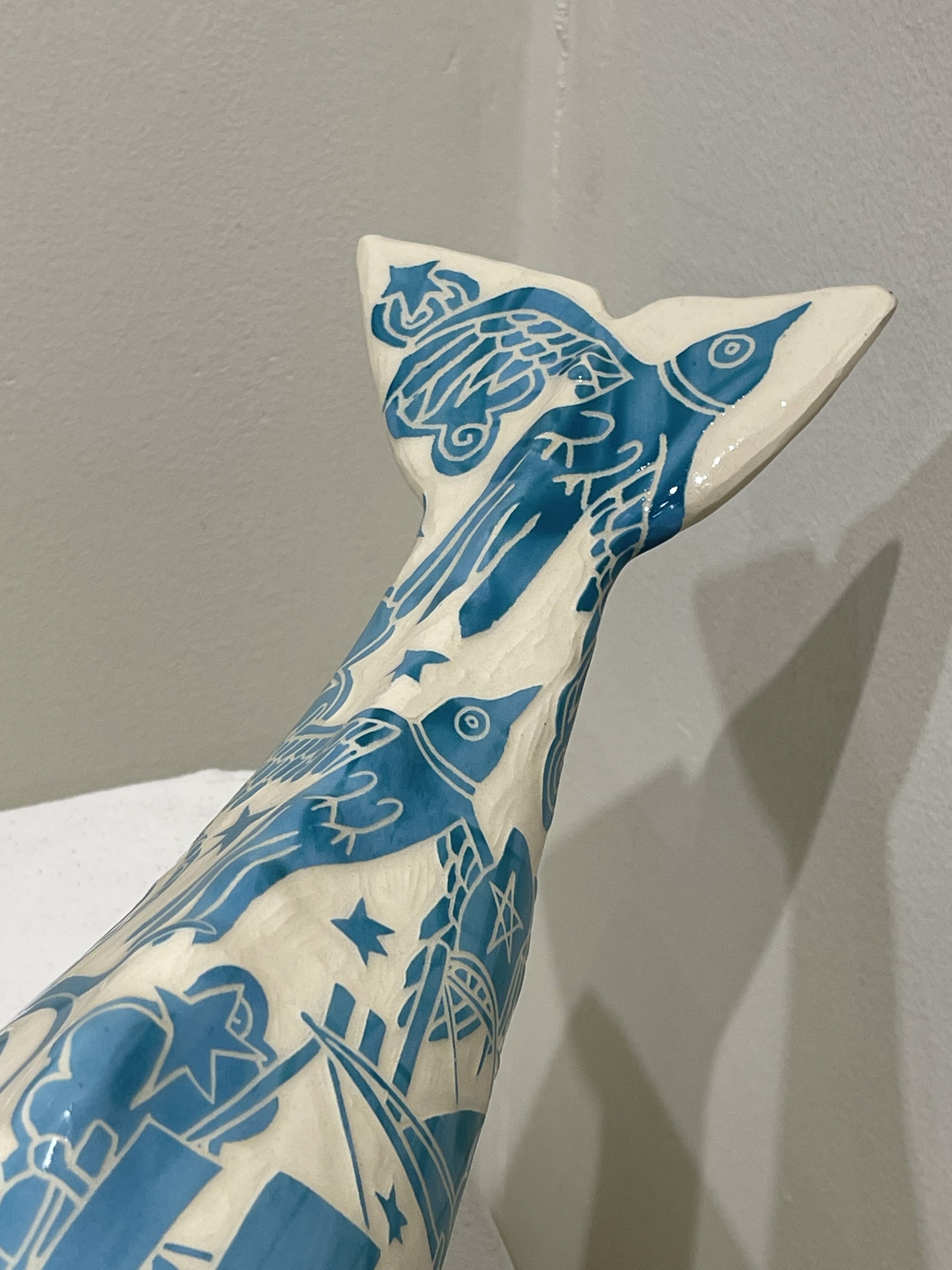 Whale-Blue with Boat and Squid by Abbey Kuhe